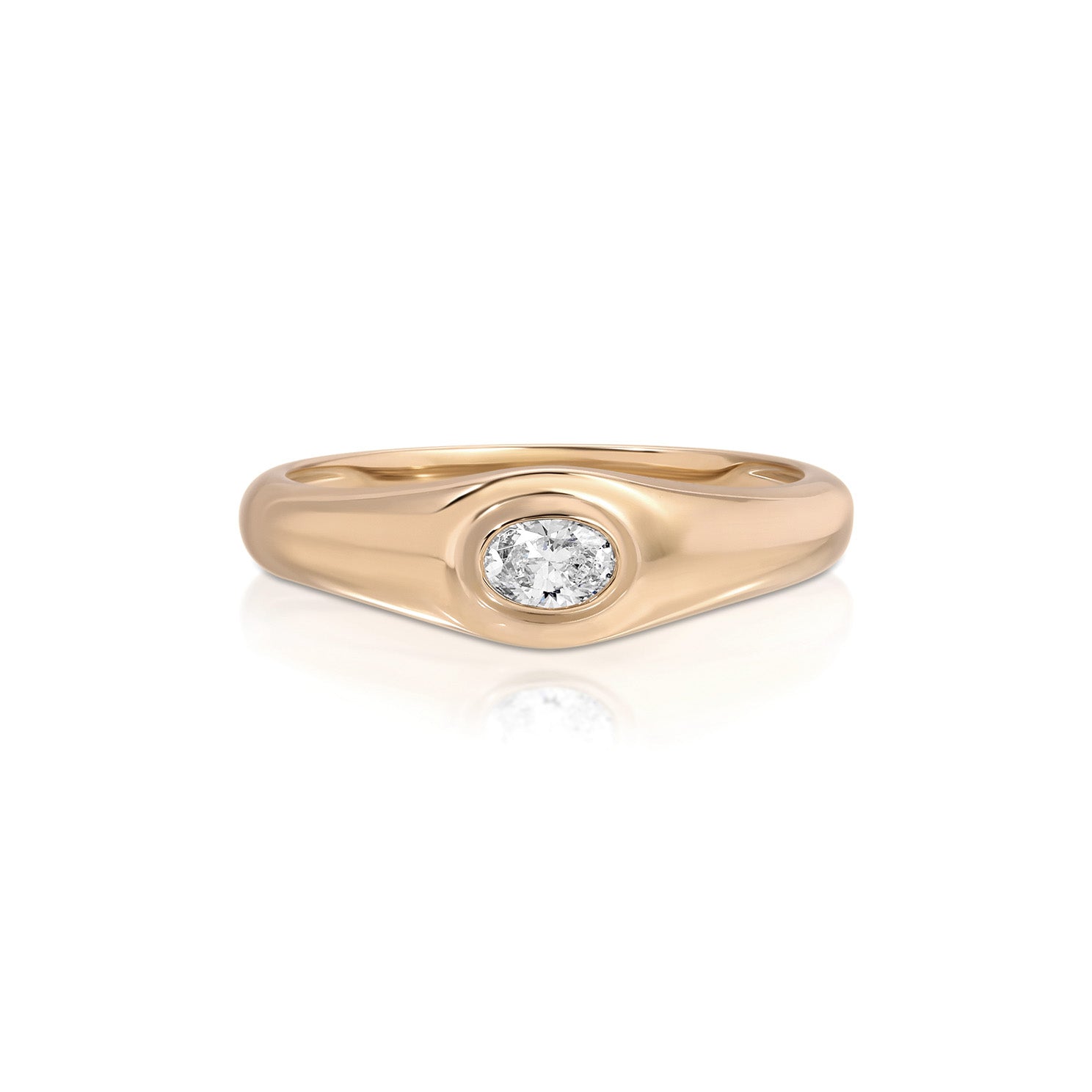 Oval Diamond Signet Ring