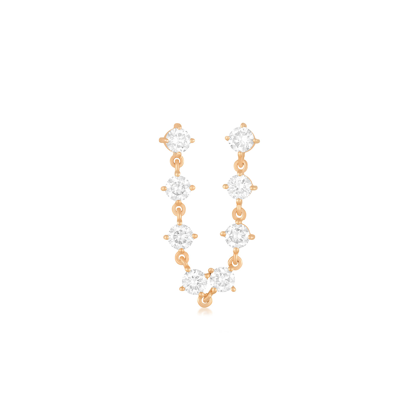 Prong Set Double Chain Stud Earring