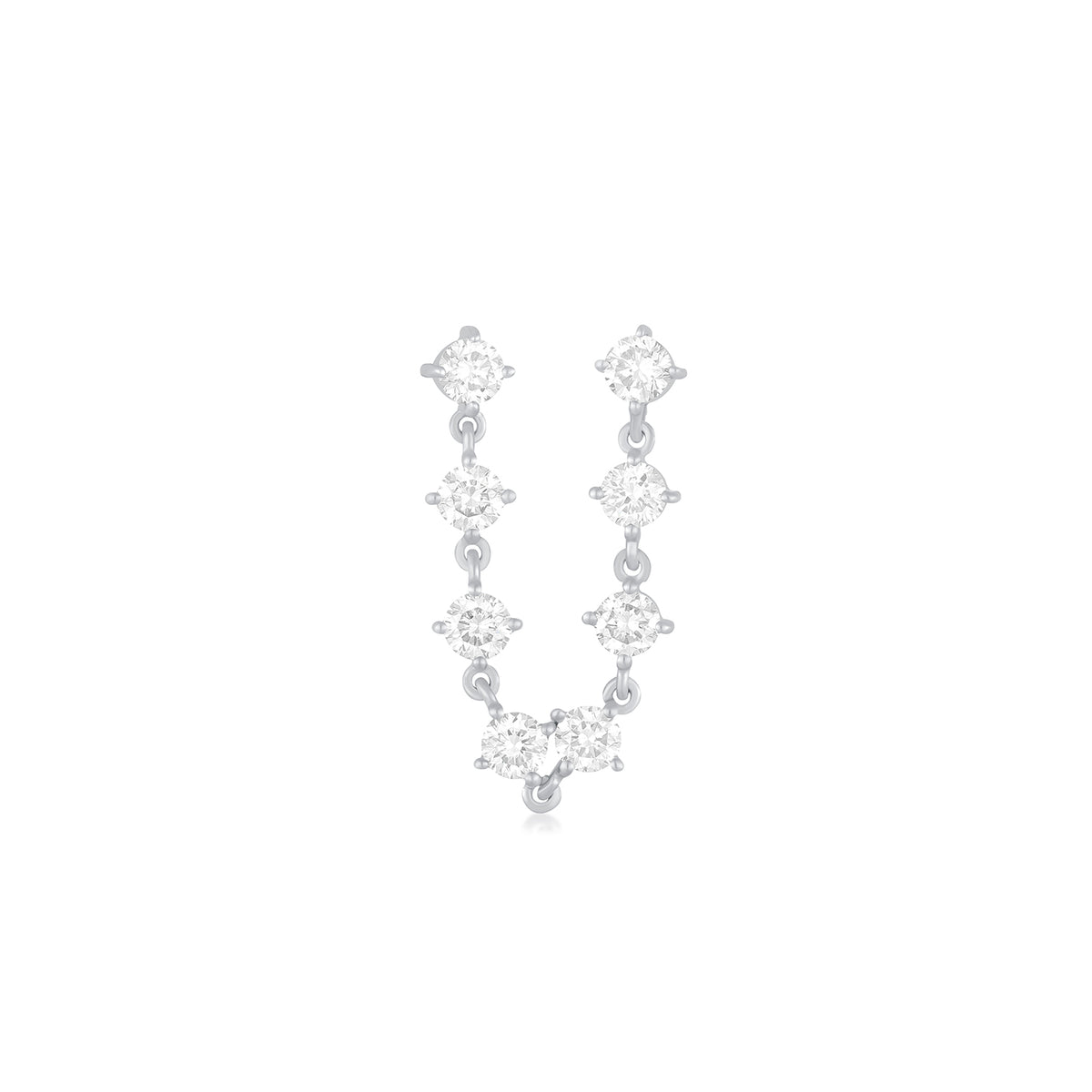 Prong Set Double Chain Stud Earring