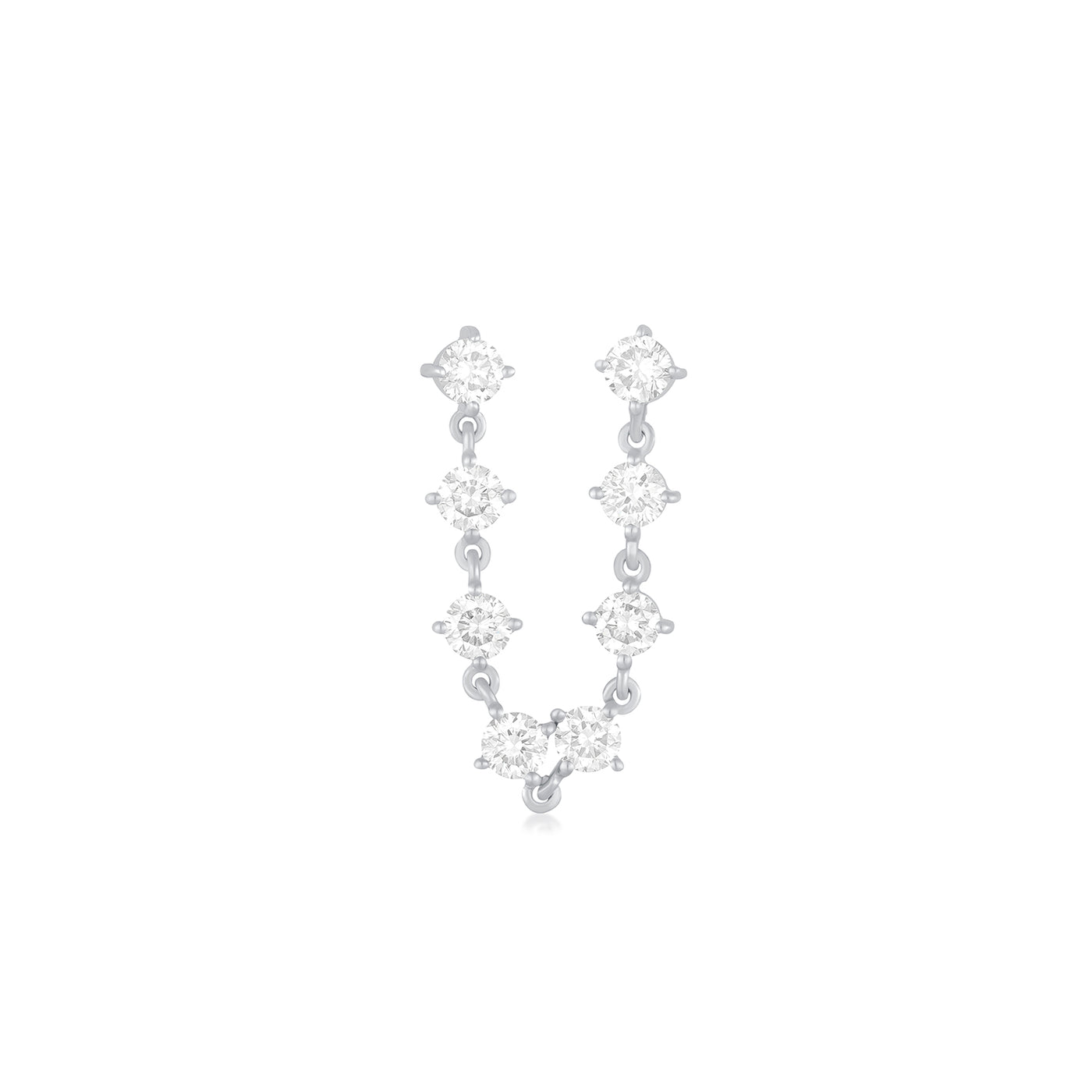 Prong Set Double Chain Stud Earring