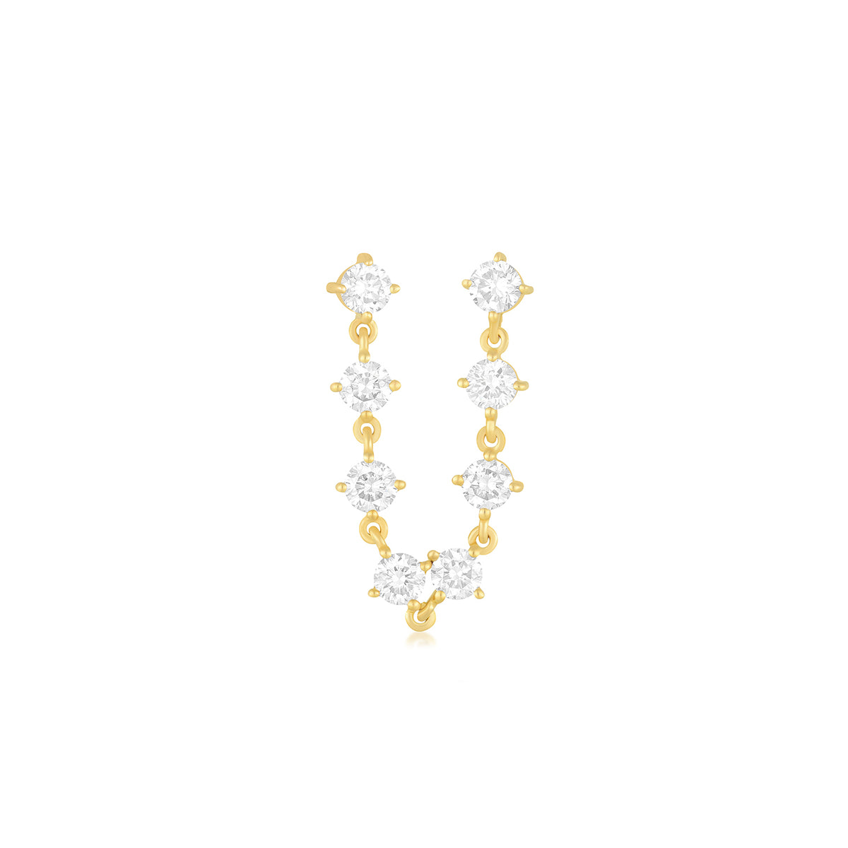 Prong Set Double Chain Stud Earring