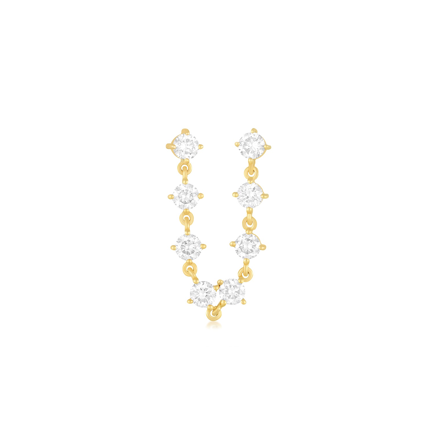 Prong Set Double Chain Stud Earring