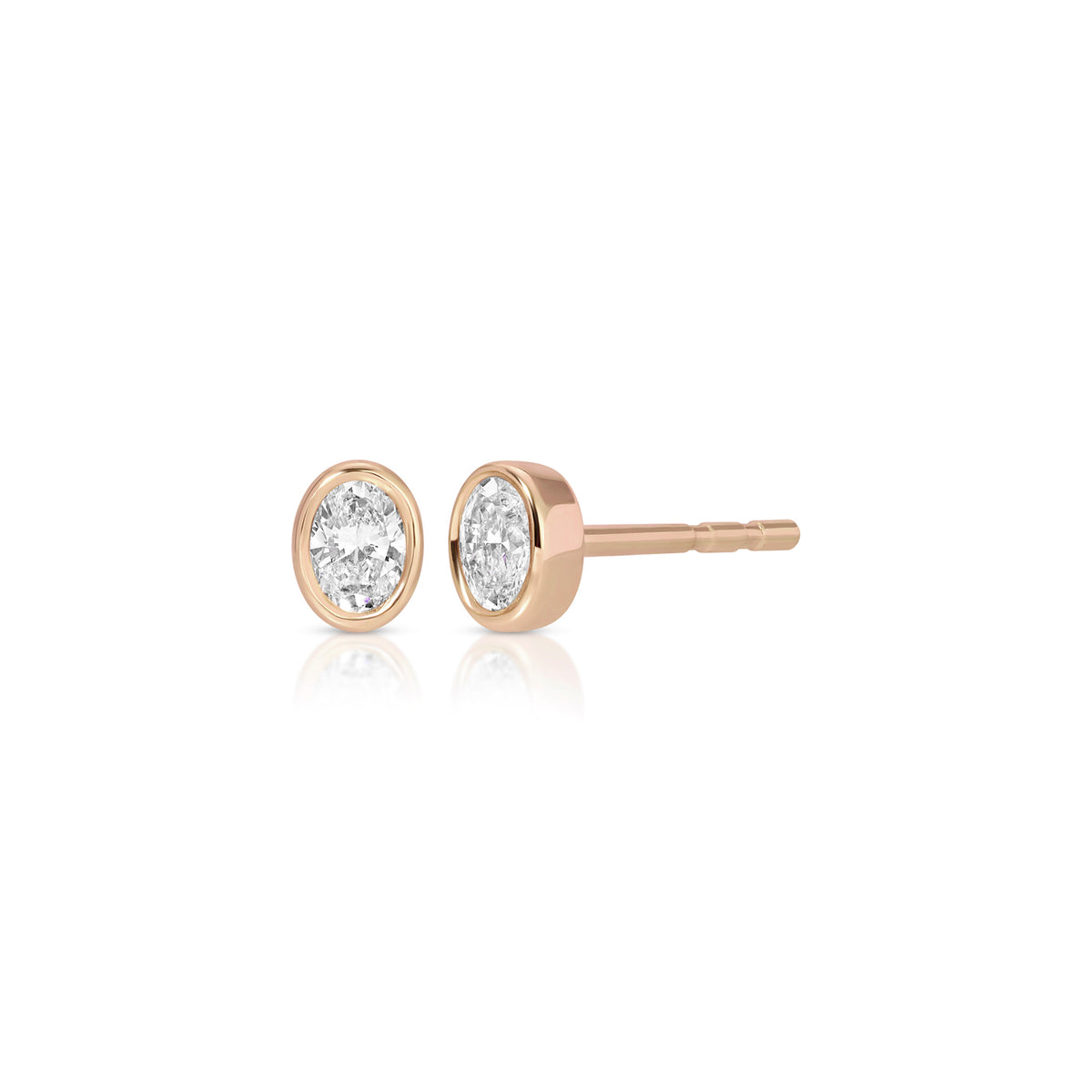 Bezel Set Oval Diamond Stud Earrings