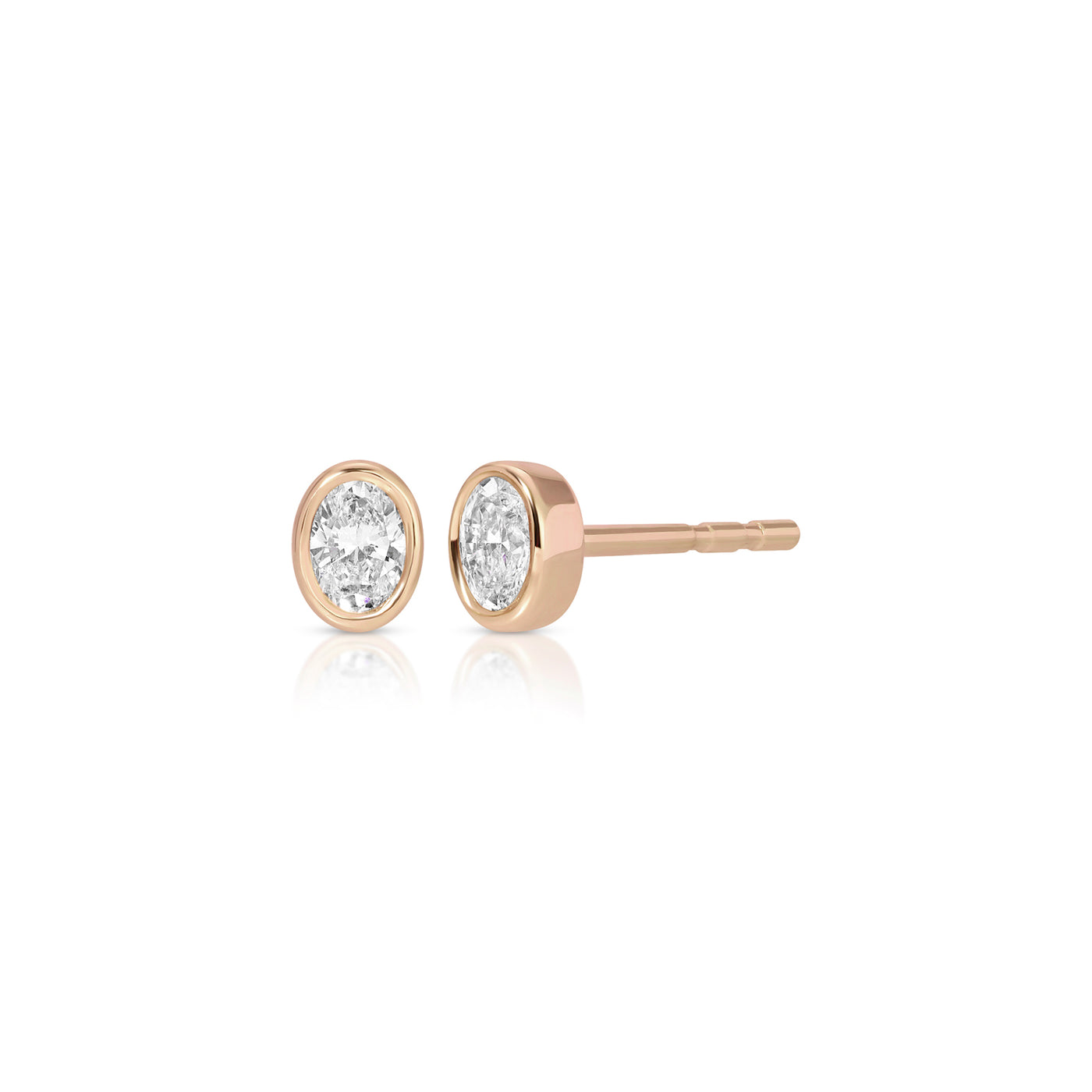 Bezel Set Oval Diamond Stud Earrings