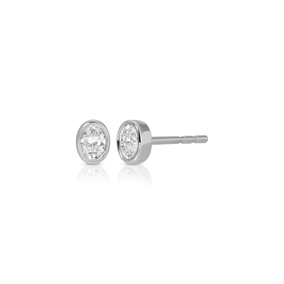 Bezel Set Oval Diamond Stud Earrings