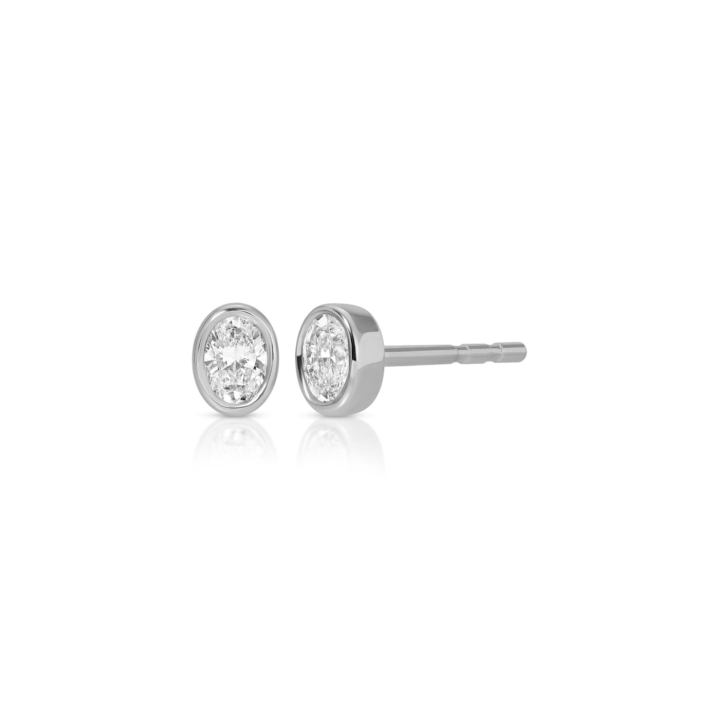 Bezel Set Oval Diamond Stud Earrings