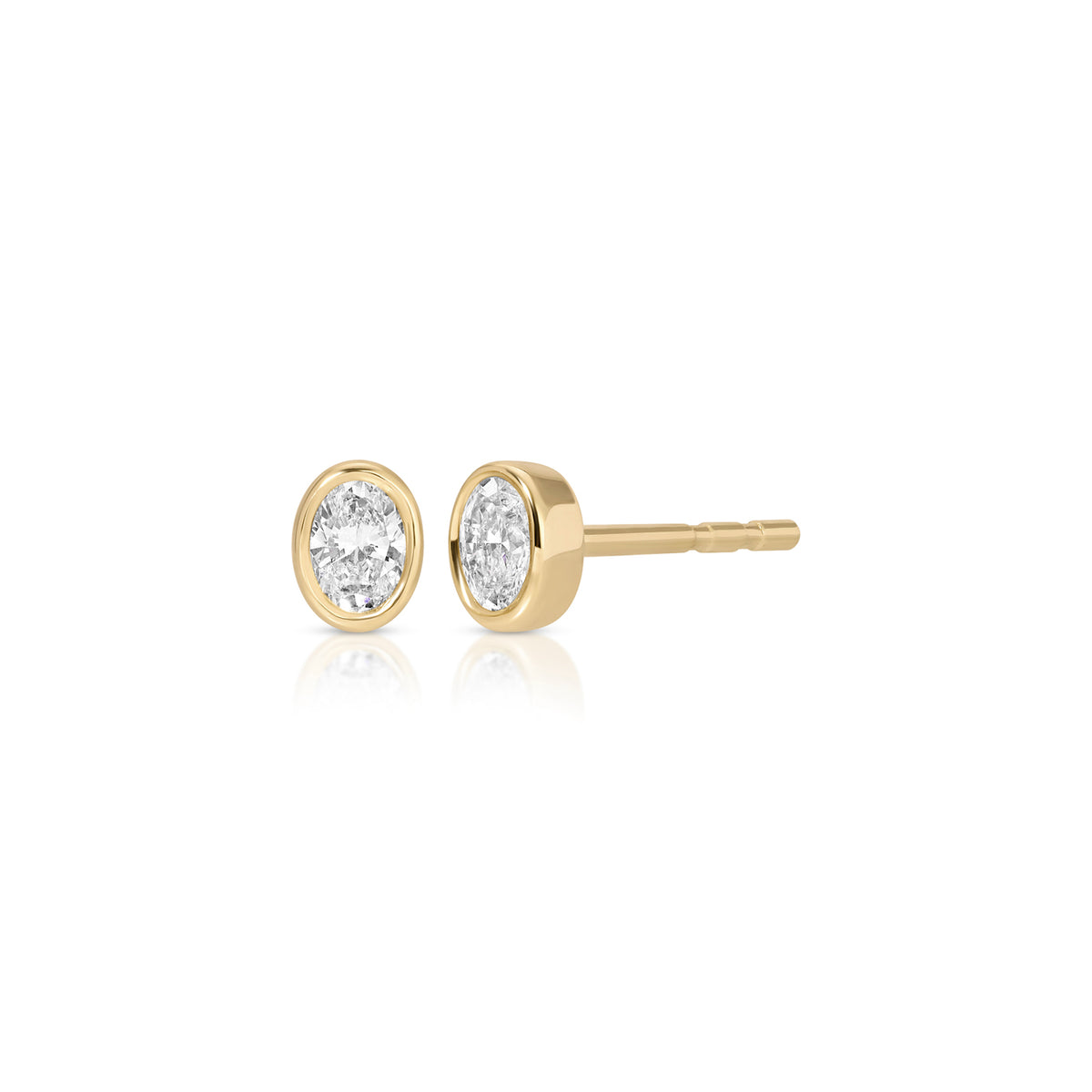 Bezel Set Oval Diamond Stud Earrings