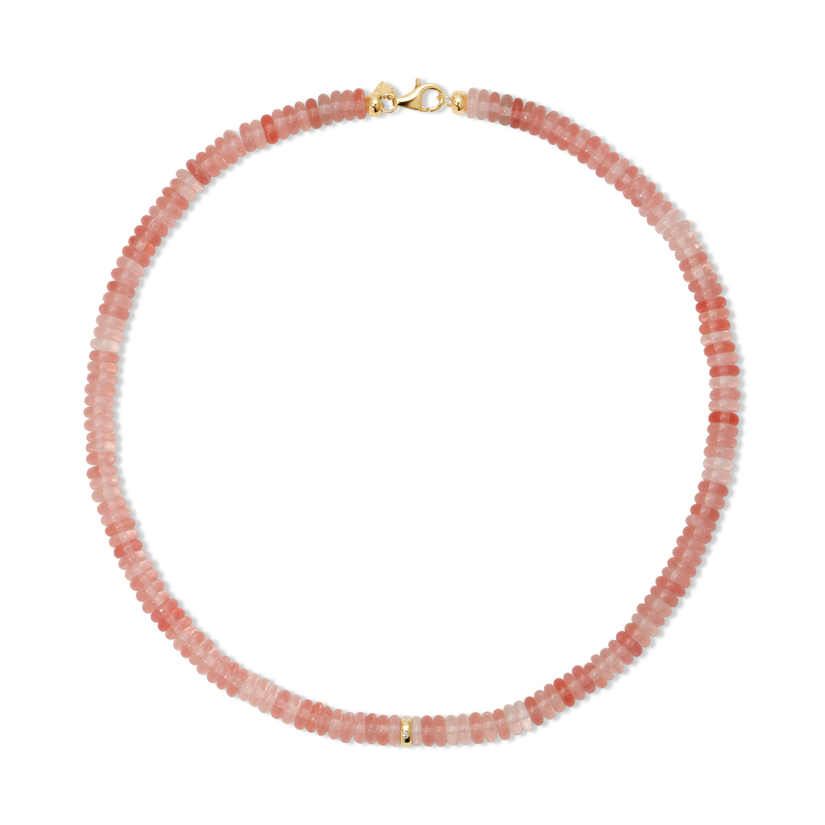 Pink Quartz Rondelle Bead Necklace