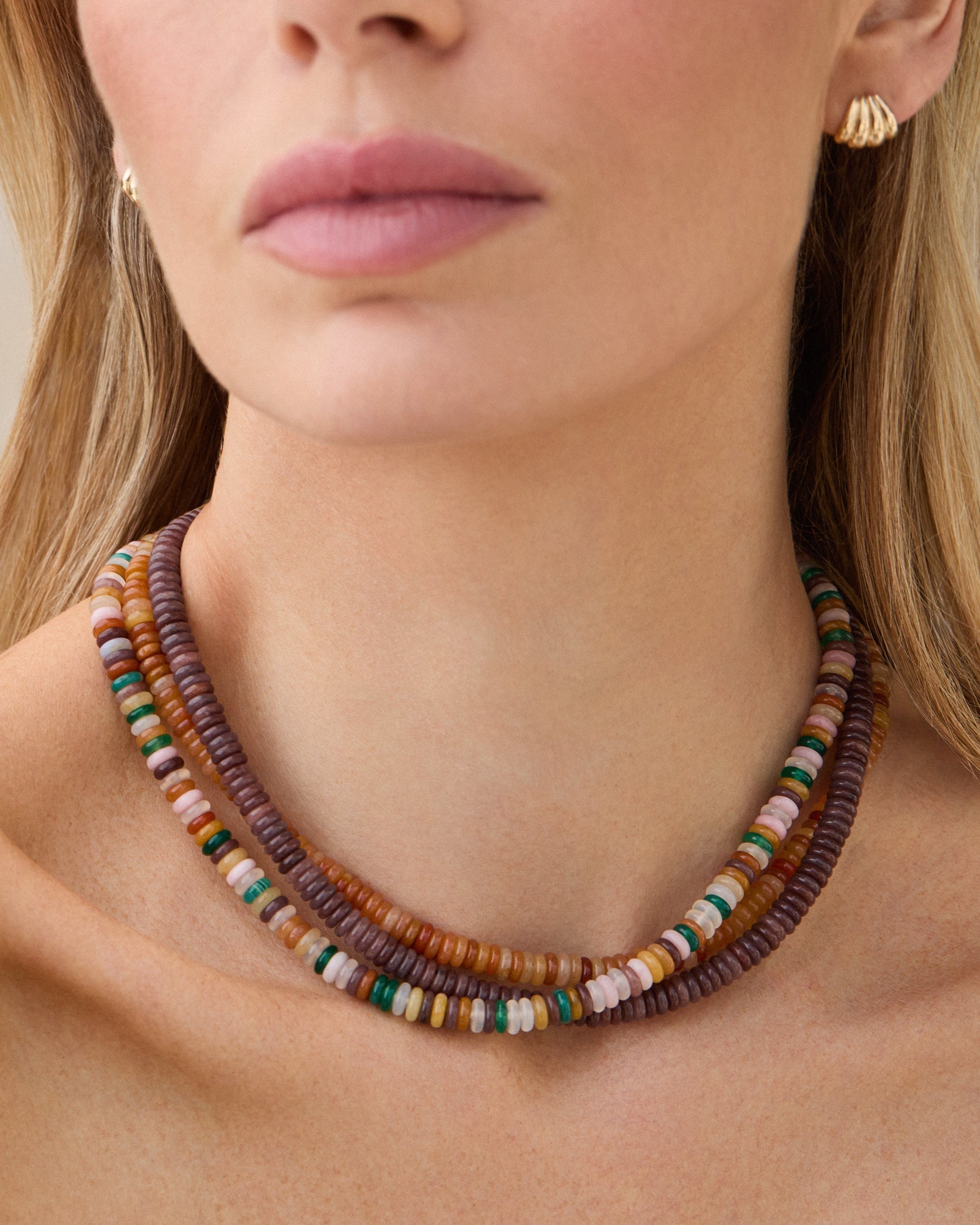 Plum Aventurine Rondelle Bead Necklace