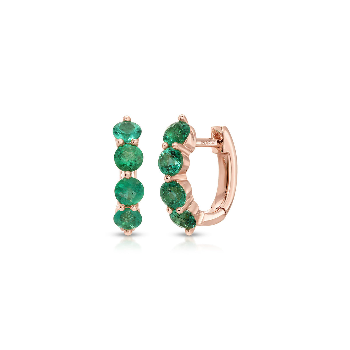 Jumbo Prong Set Emerald Mini Huggie Earrings