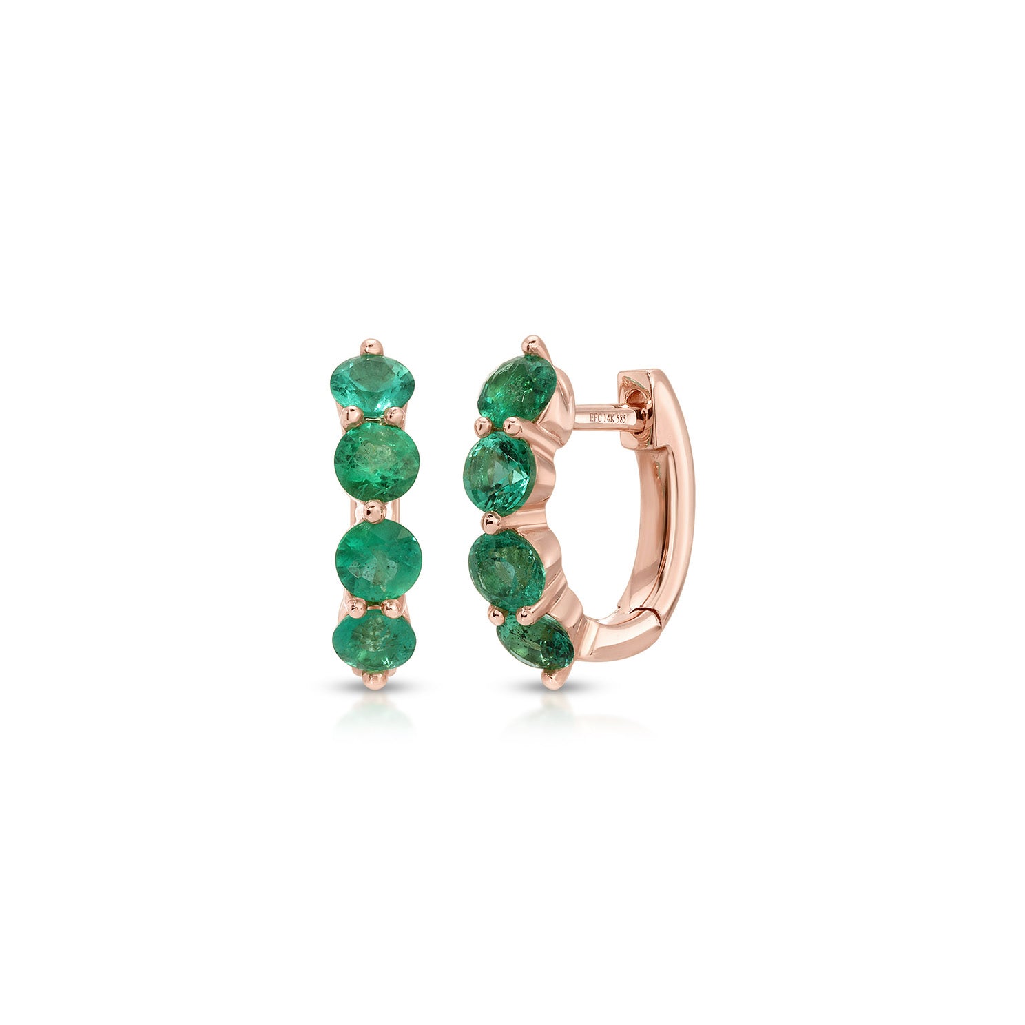 Jumbo Prong Set Emerald Mini Huggie Earrings