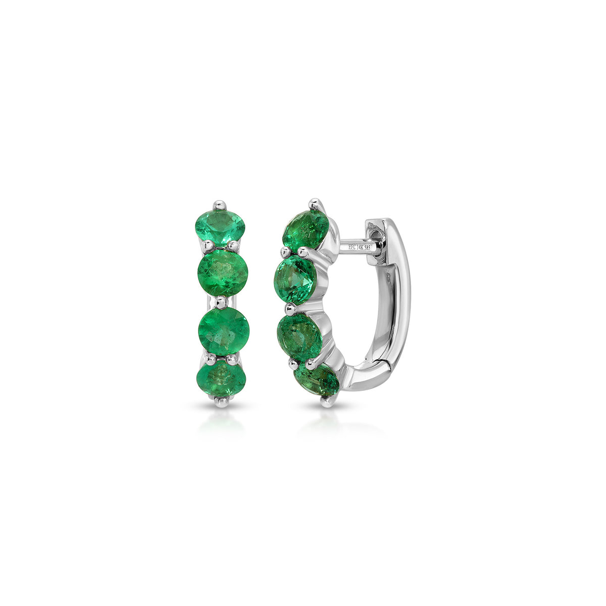 Jumbo Prong Set Emerald Mini Huggie Earrings