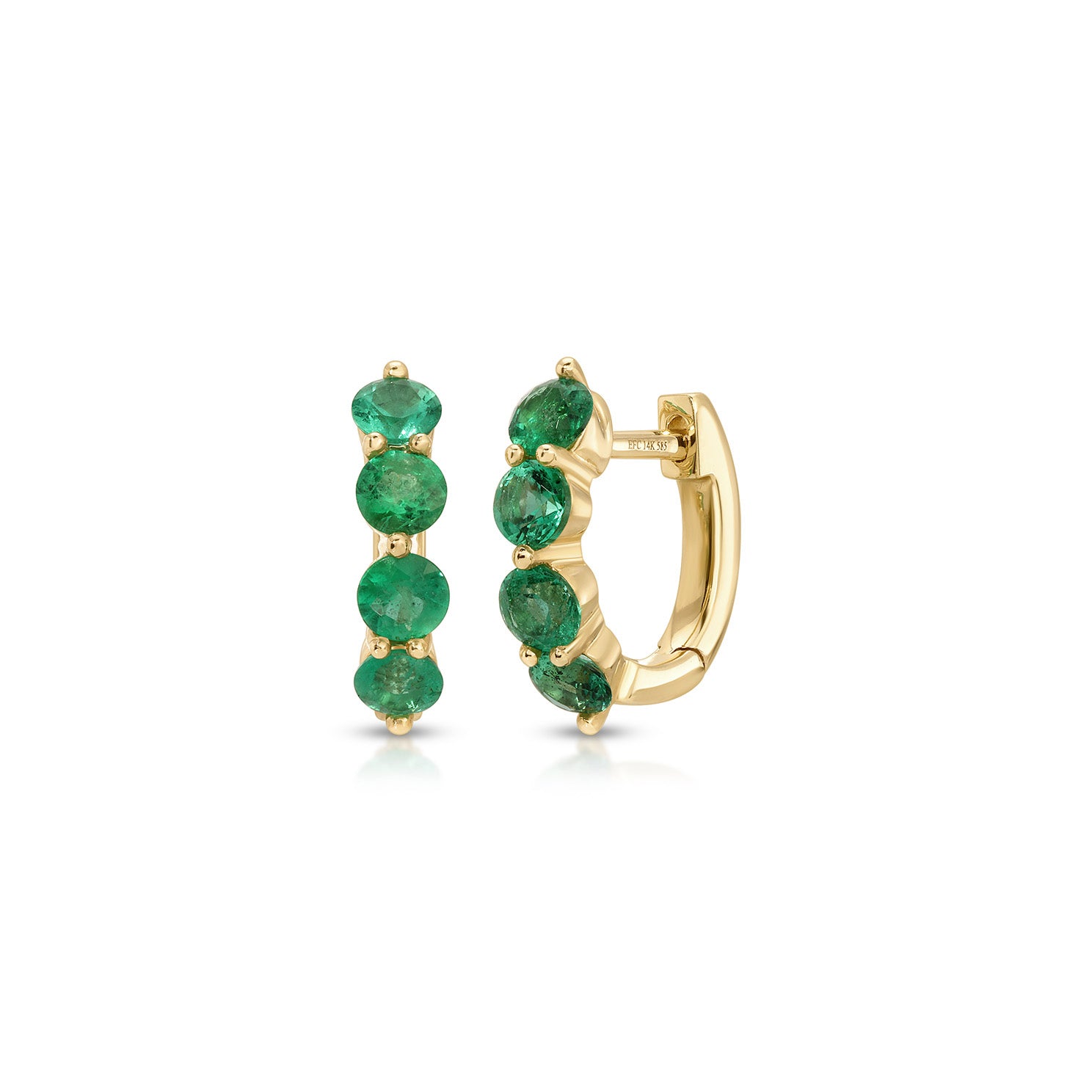 Jumbo Prong Set Emerald Mini Huggie Earrings