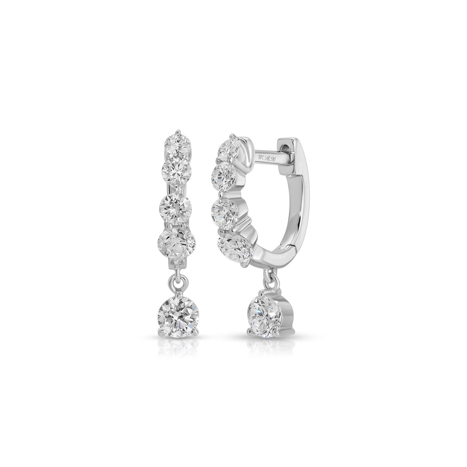 Graduated Diamond Drop Mini Huggie Earrings