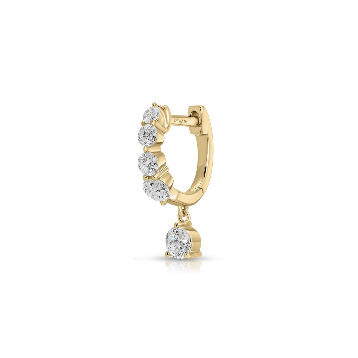 Graduated Diamond Drop Mini Huggie Earrings