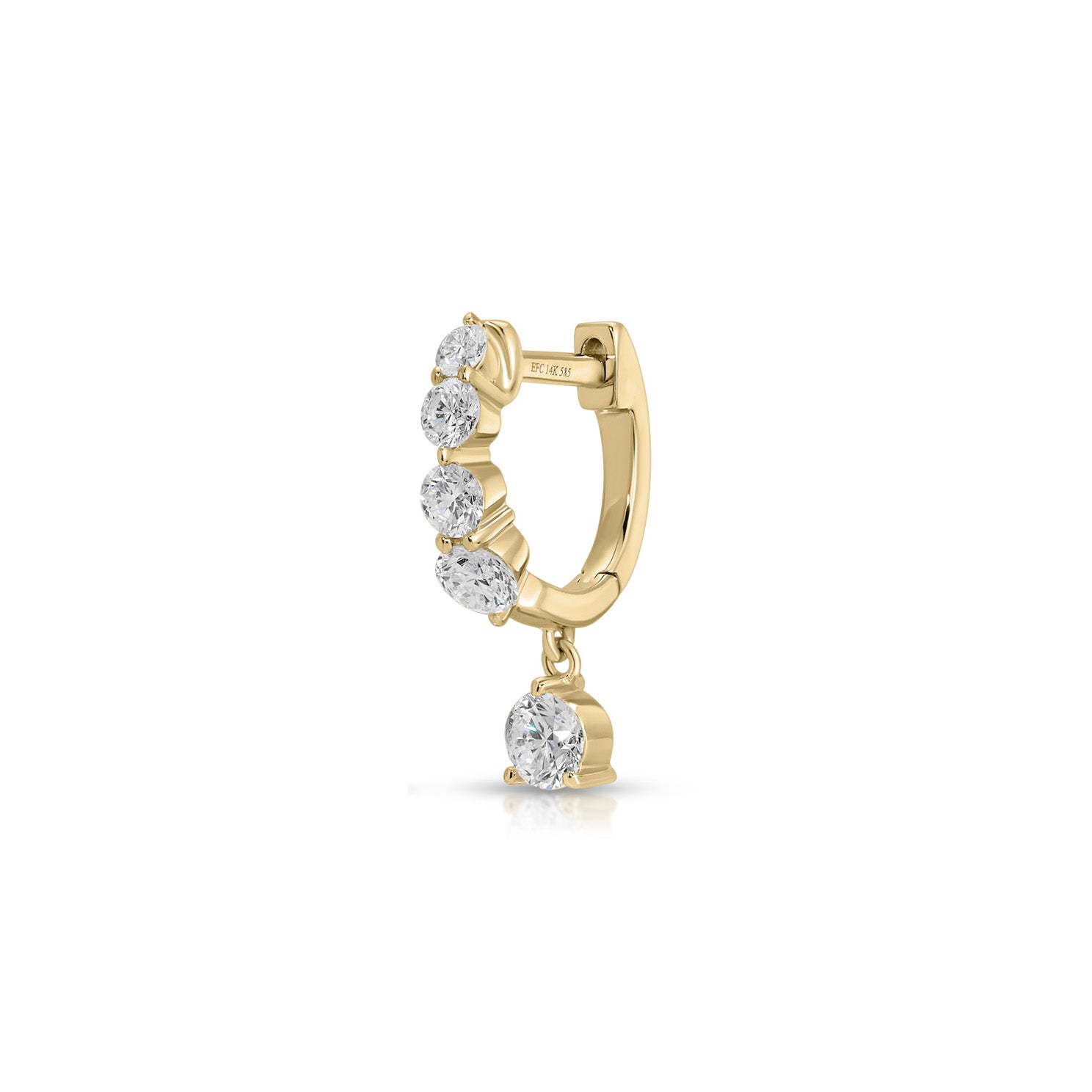 Graduated Diamond Drop Mini Huggie Earrings