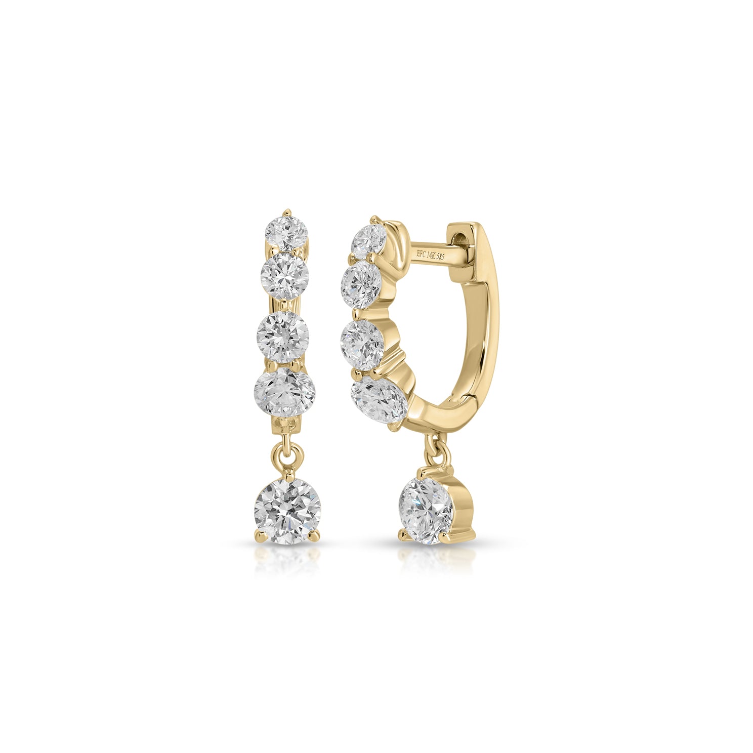 Graduated Diamond Drop Mini Huggie Earrings