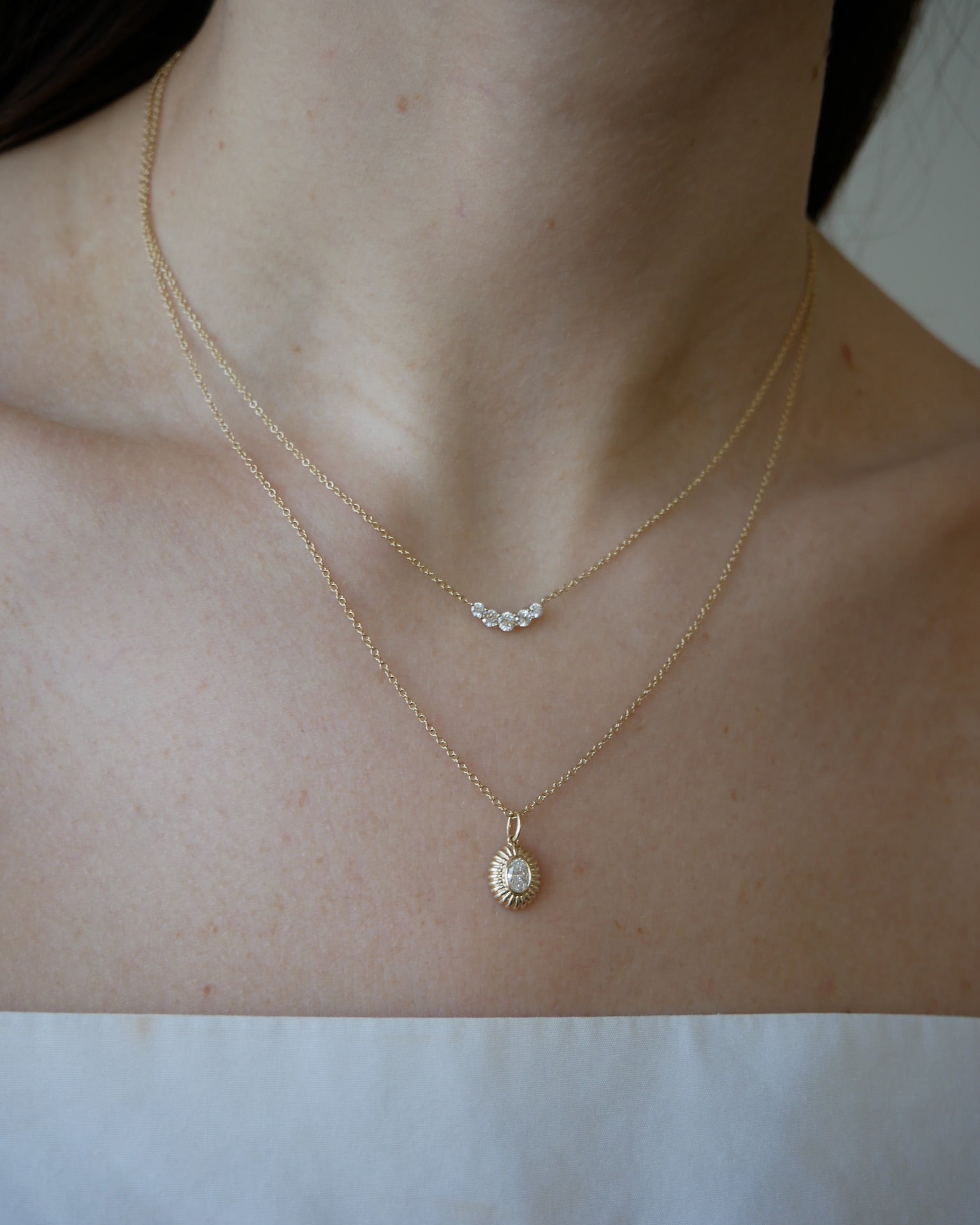 Graduated Diamond Arc Necklace