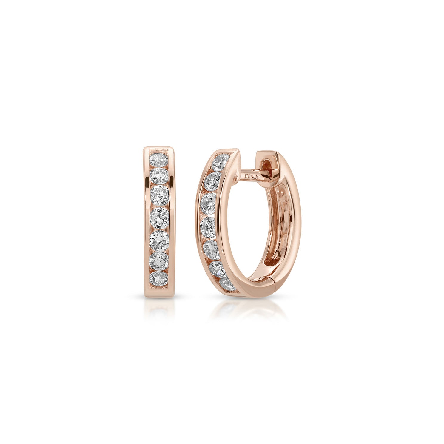 Channel Set Diamond Huggie Earrings