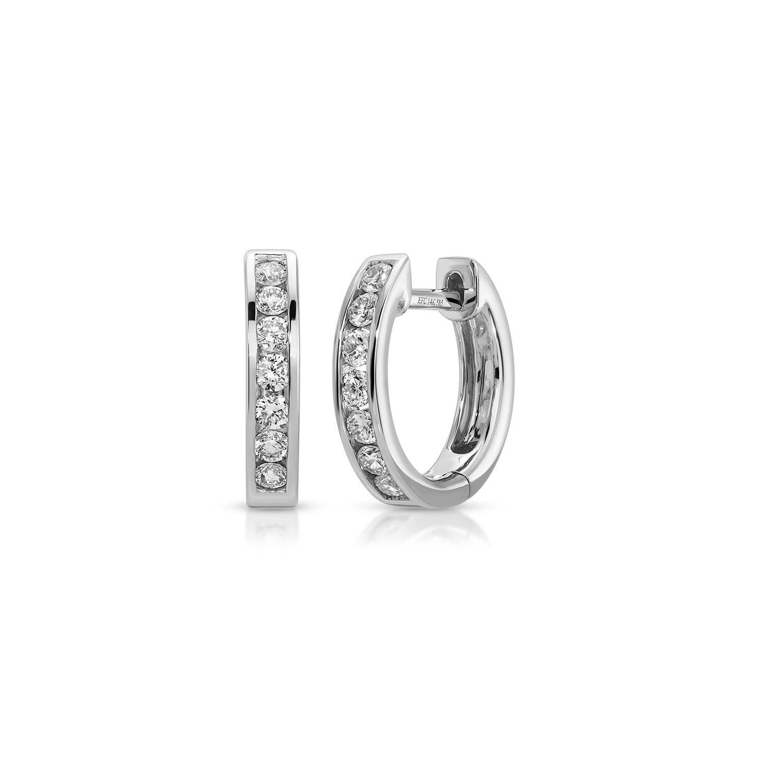 Channel Set Diamond Huggie Earrings