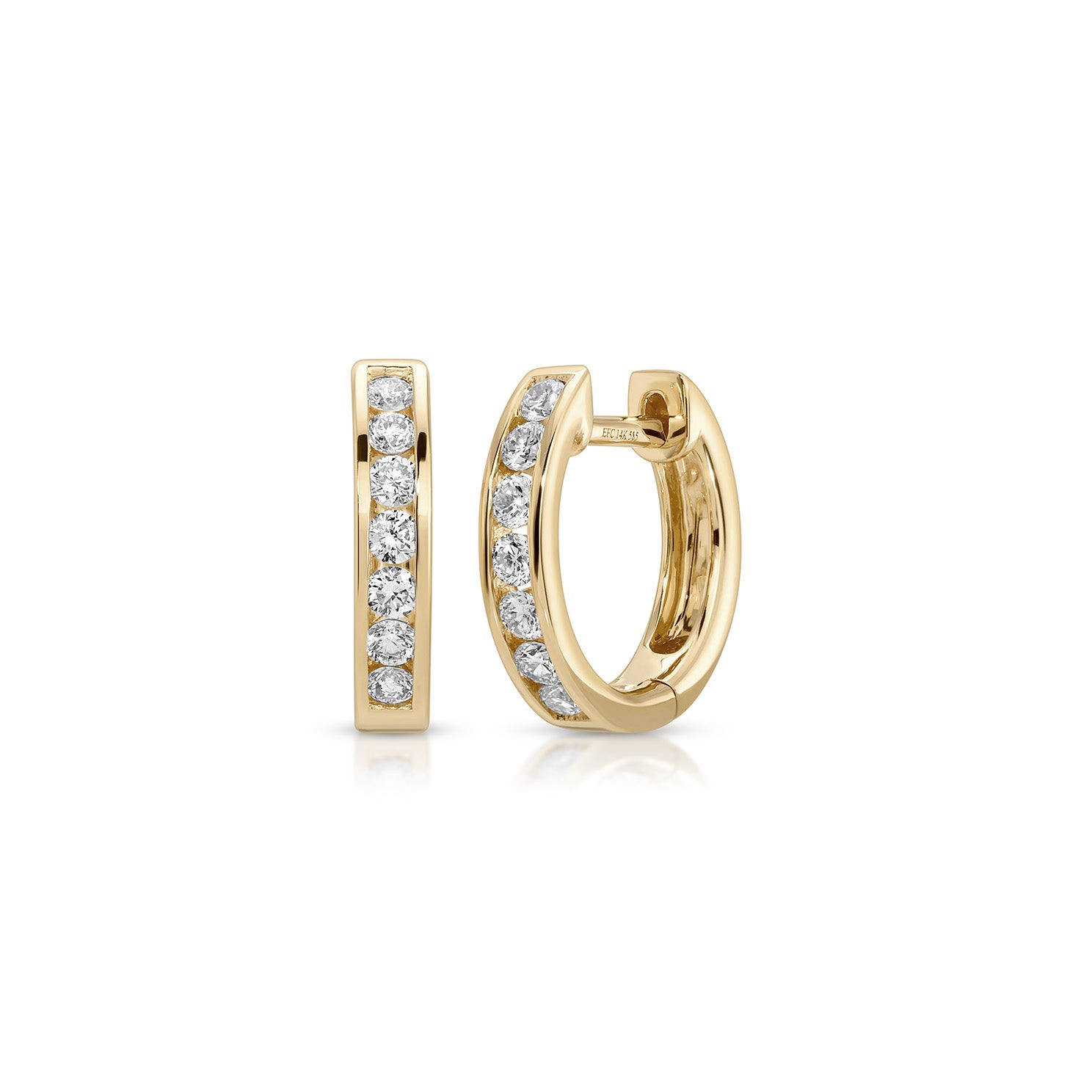 Channel Set Diamond Huggie Earrings
