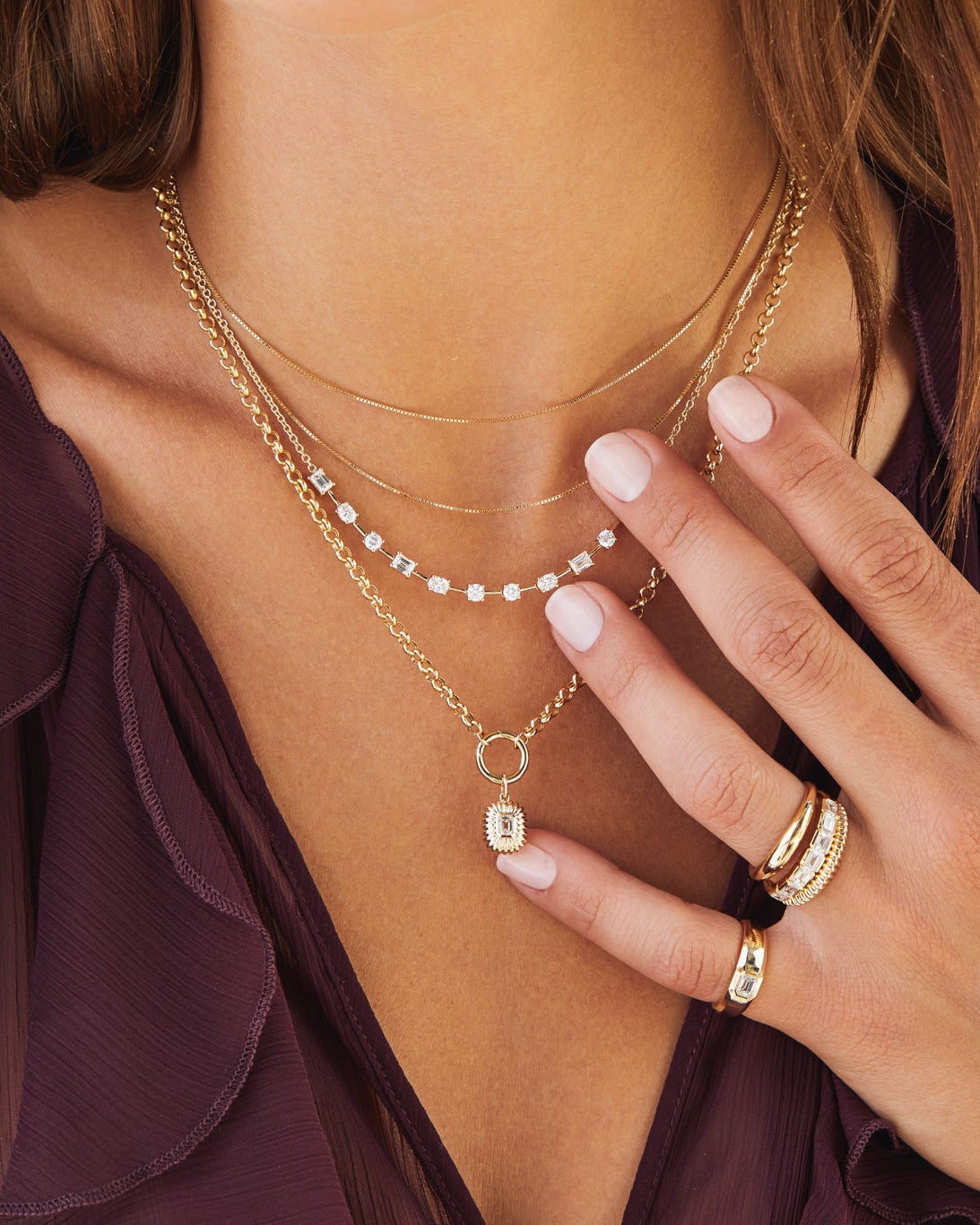 Mixed Shape Diamond Segment Necklace