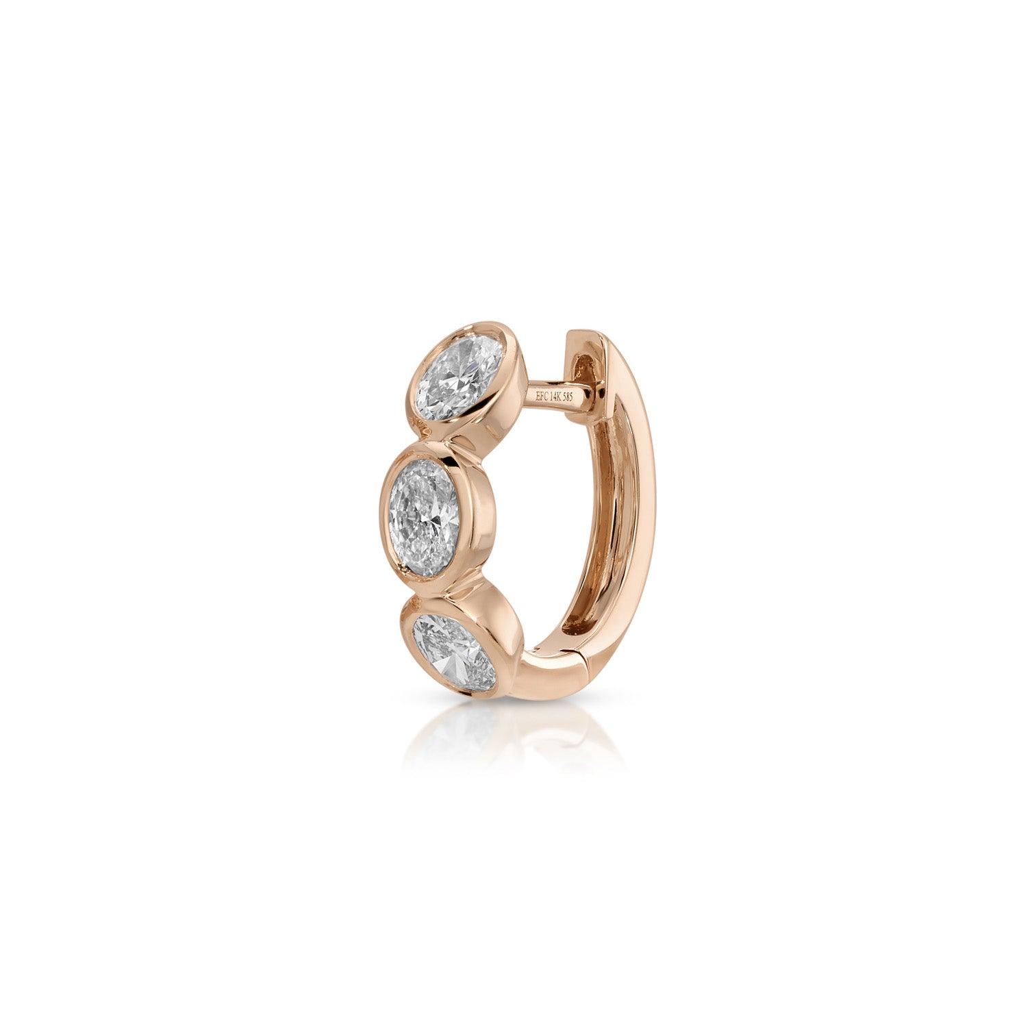Bezel Set Oval Diamond Huggie Earrings