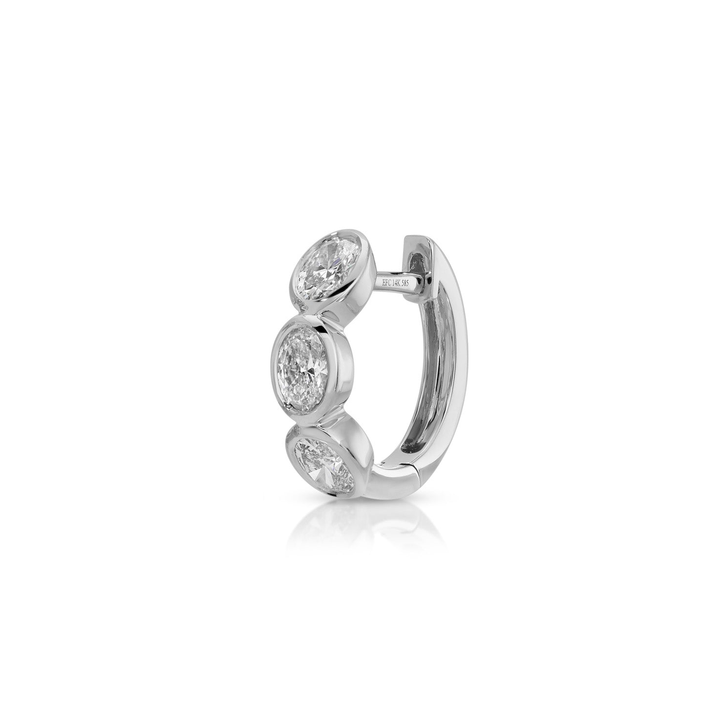Bezel Set Oval Diamond Huggie Earrings