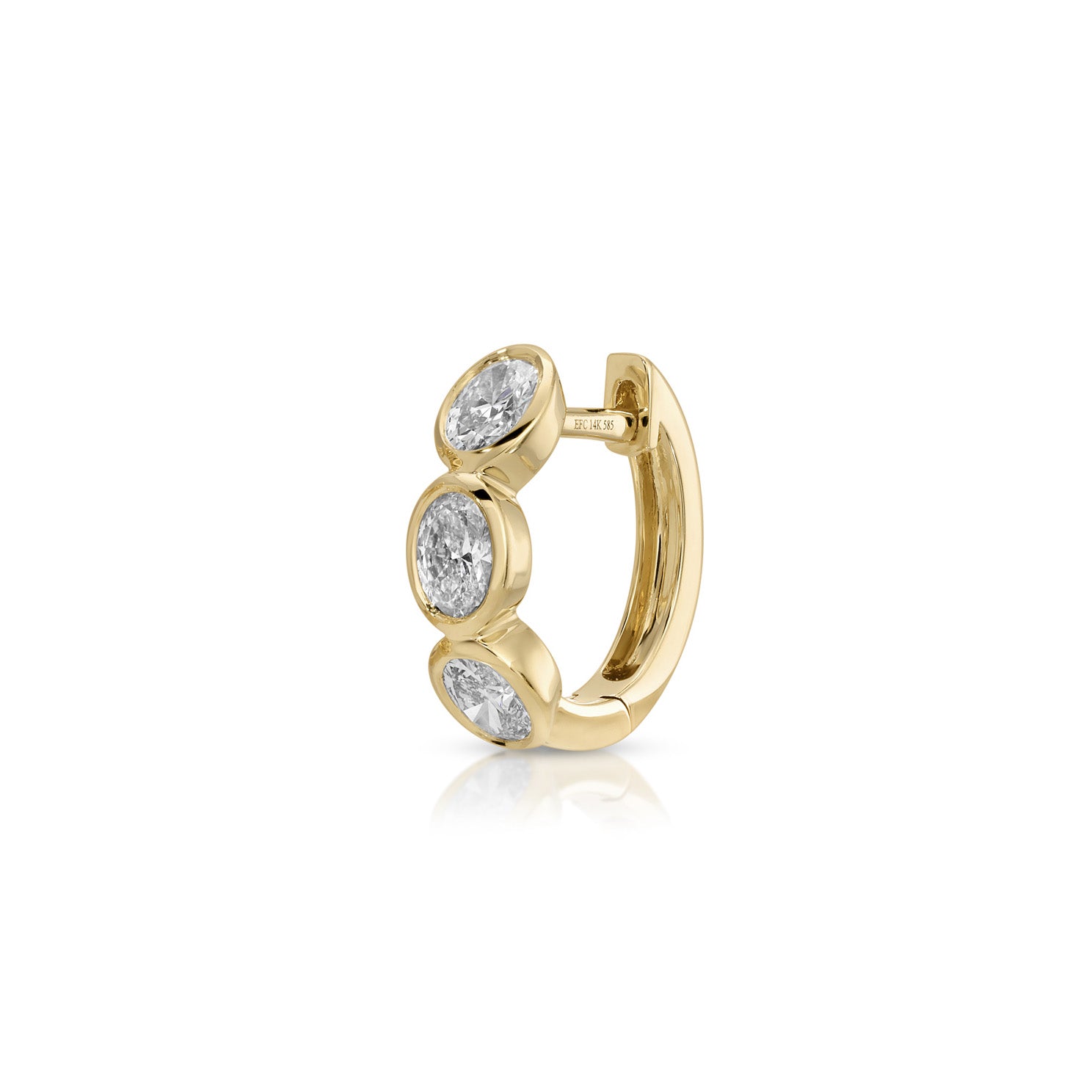 Bezel Set Oval Diamond Huggie Earrings
