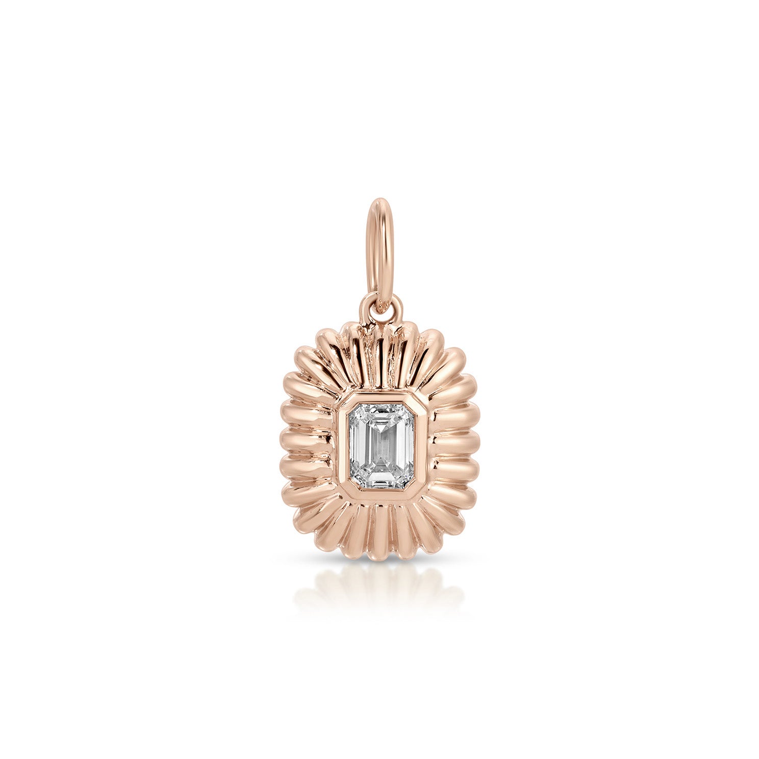 Fluted Emerald Cut Diamond Charm