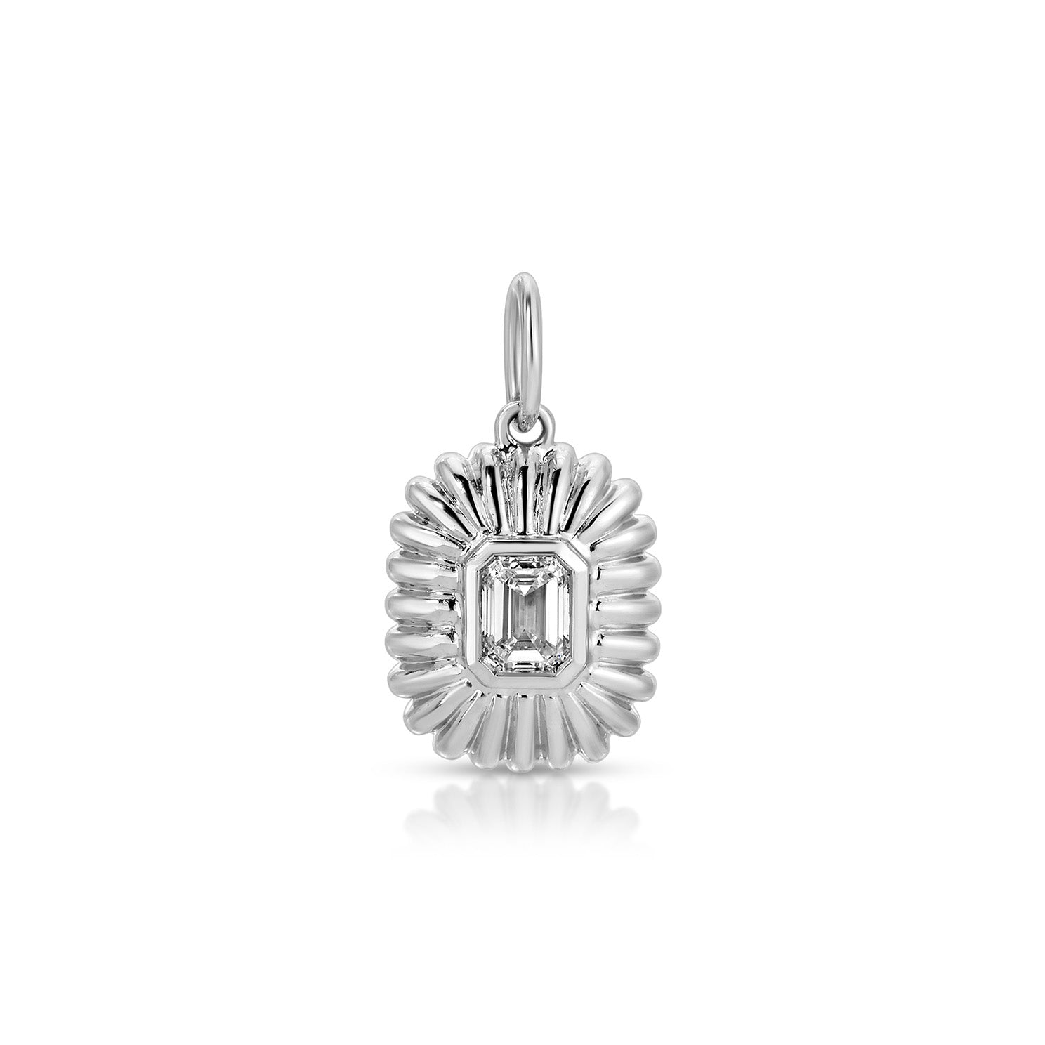 Fluted Emerald Cut Diamond Charm