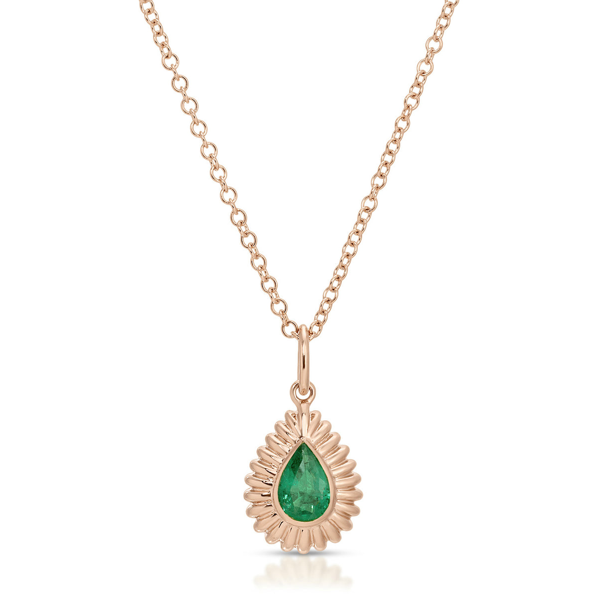Fluted Pear Emerald Necklace