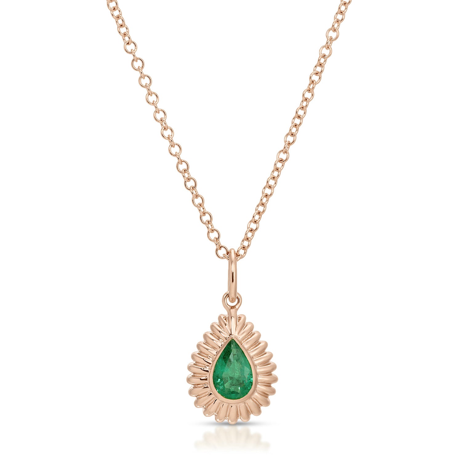 Fluted Pear Emerald Necklace