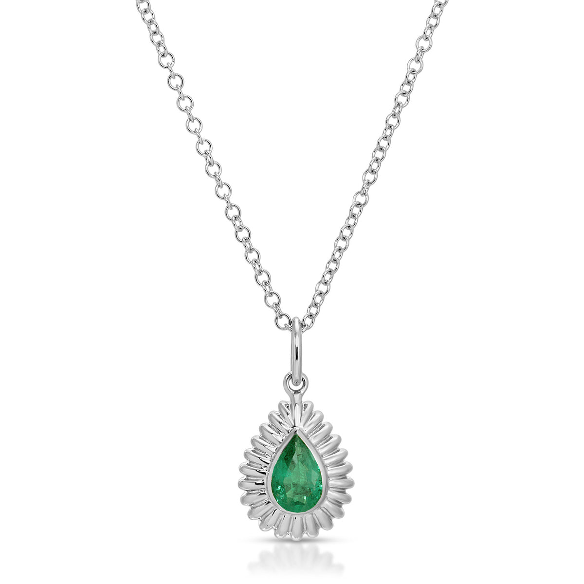 Fluted Pear Emerald Necklace