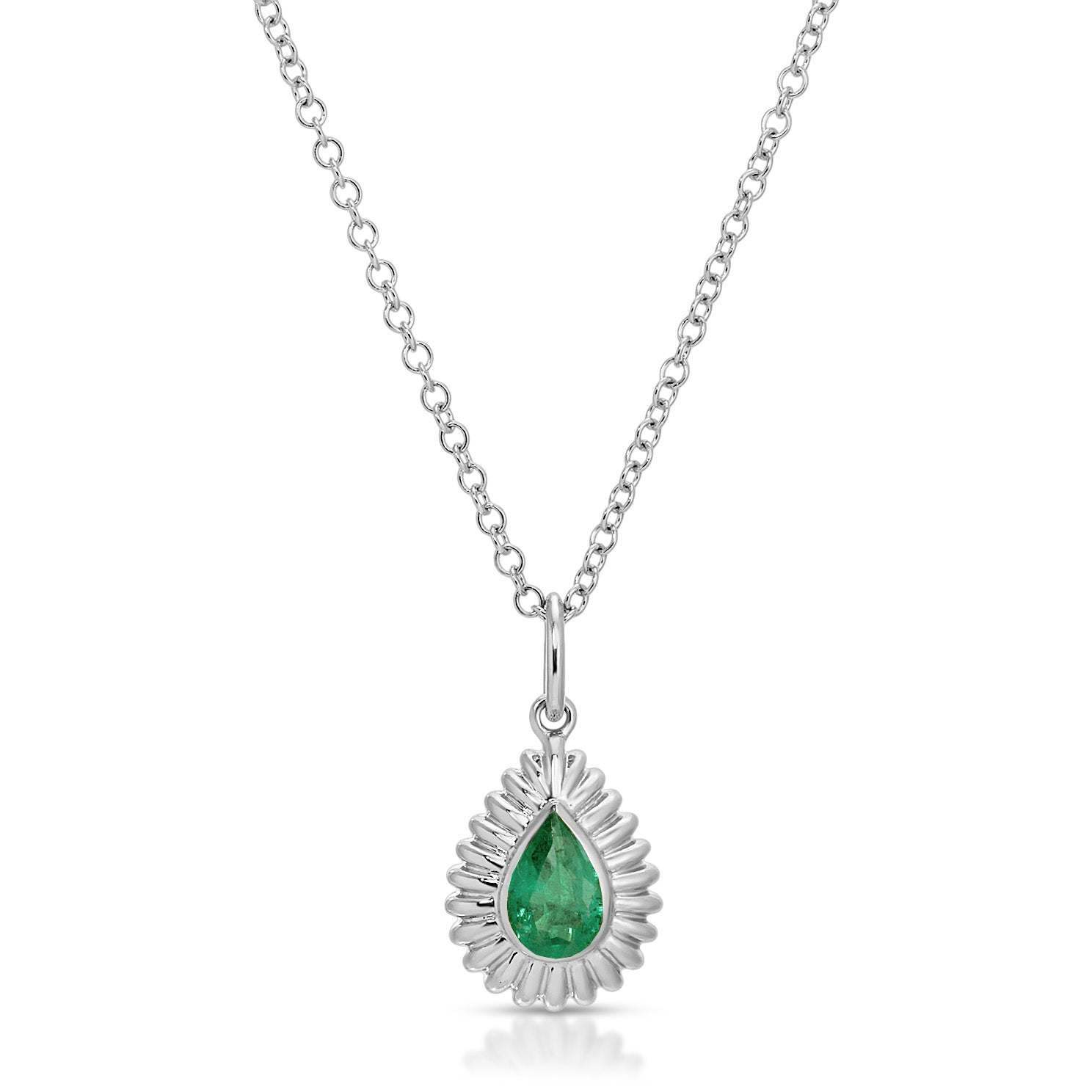 Fluted Pear Emerald Necklace