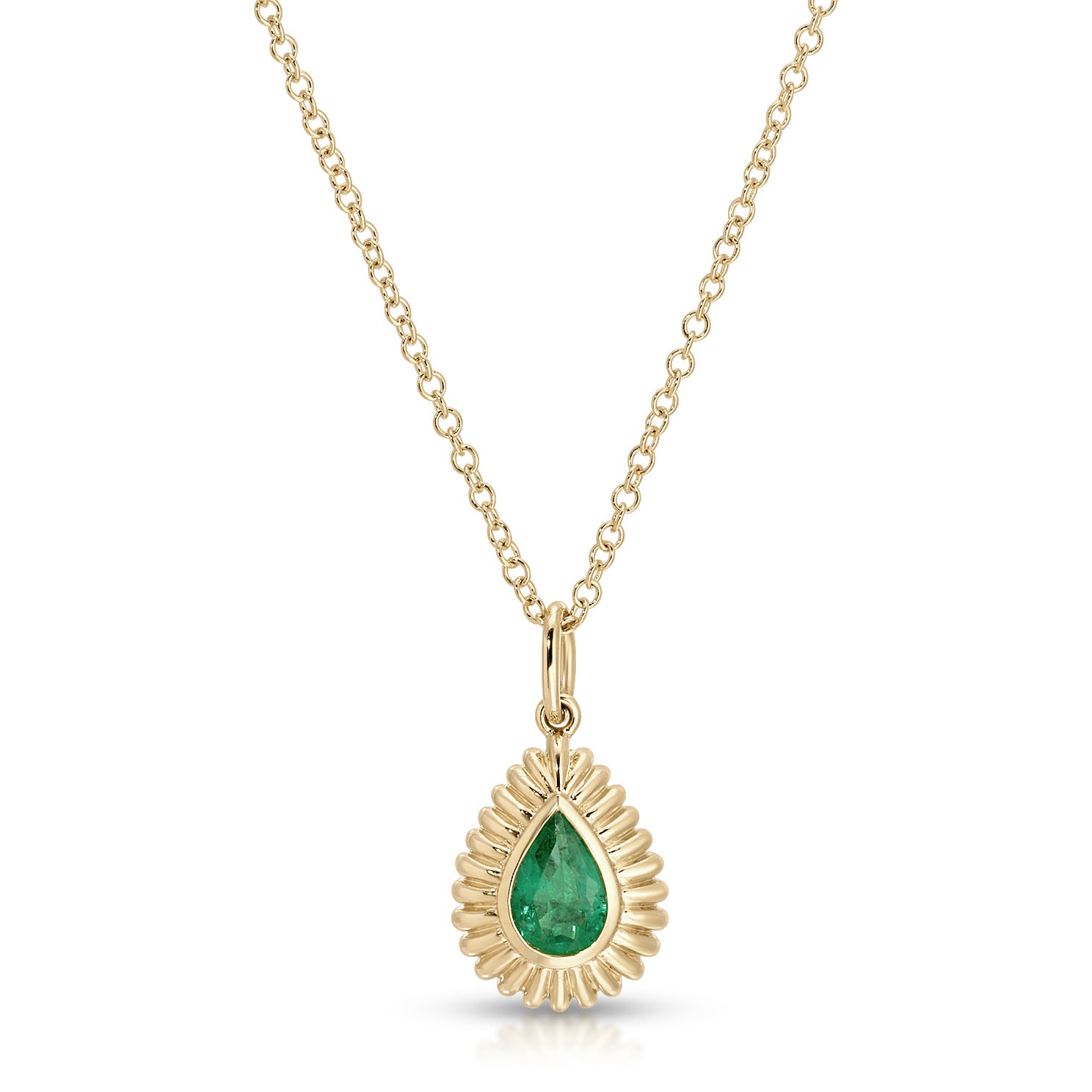 Fluted Pear Emerald Necklace