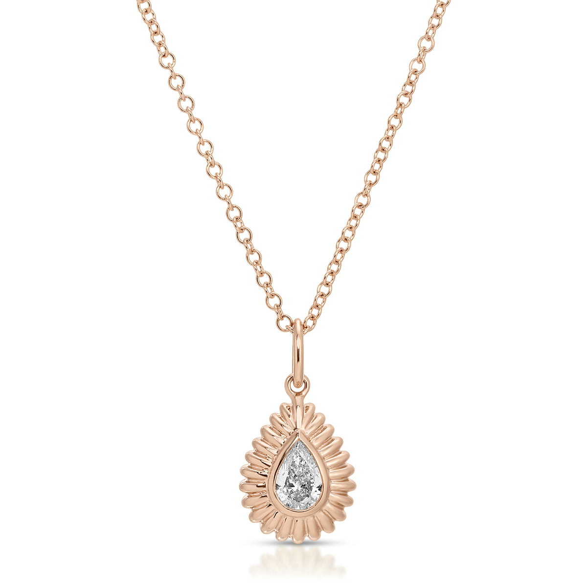 Fluted Pear Diamond Necklace