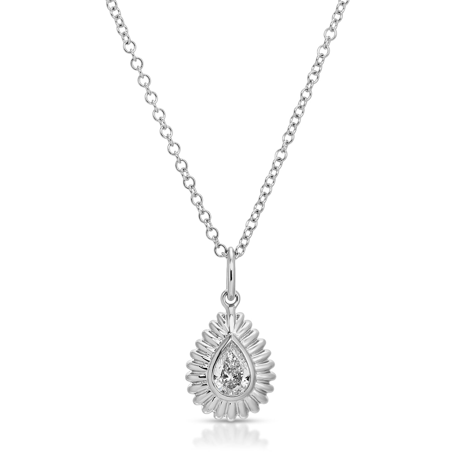 Fluted Pear Diamond Necklace