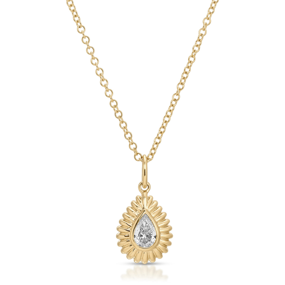 Fluted Pear Diamond Necklace
