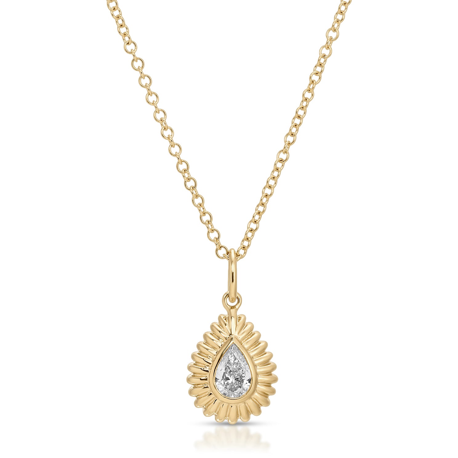 Fluted Pear Diamond Necklace