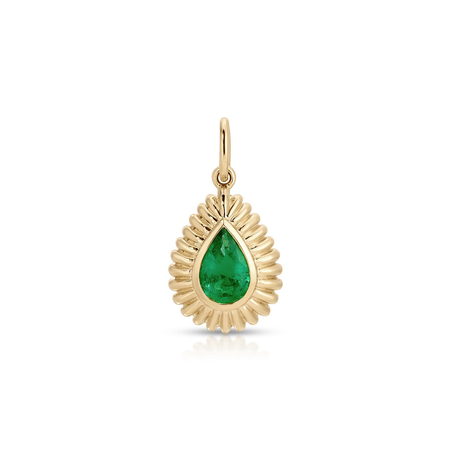Fluted Pear Emerald Charm