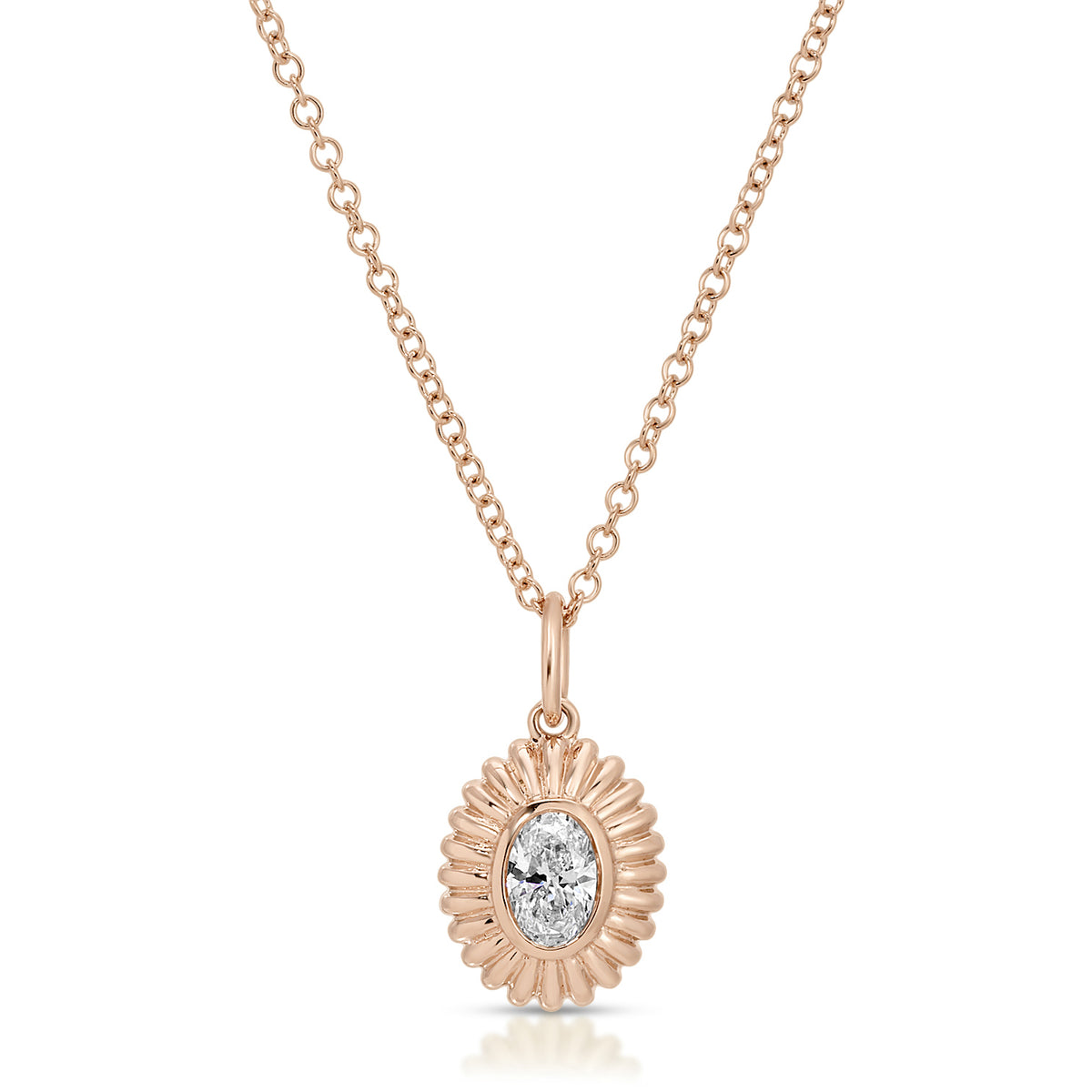 Fluted Oval Diamond Necklace