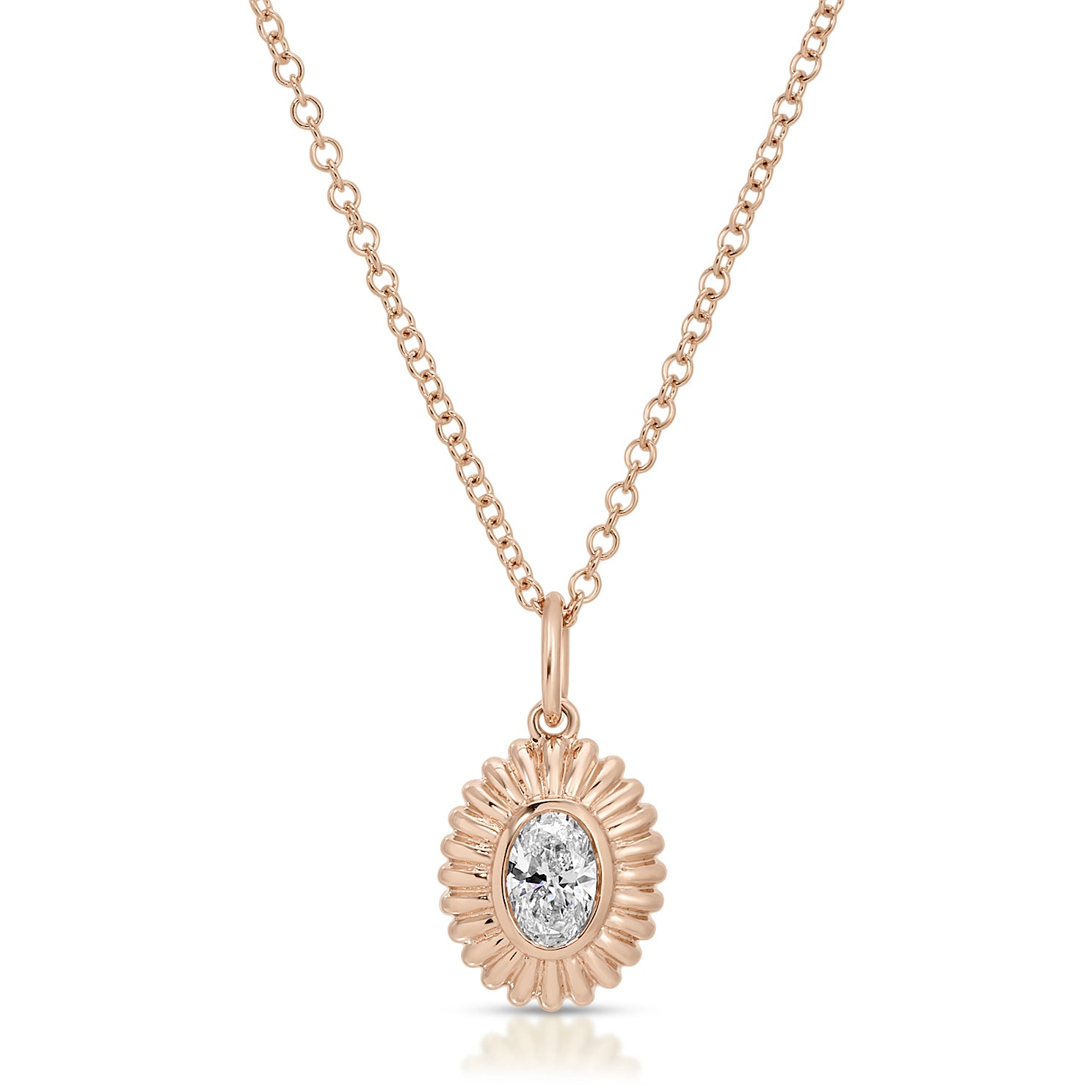 Fluted Oval Diamond Necklace