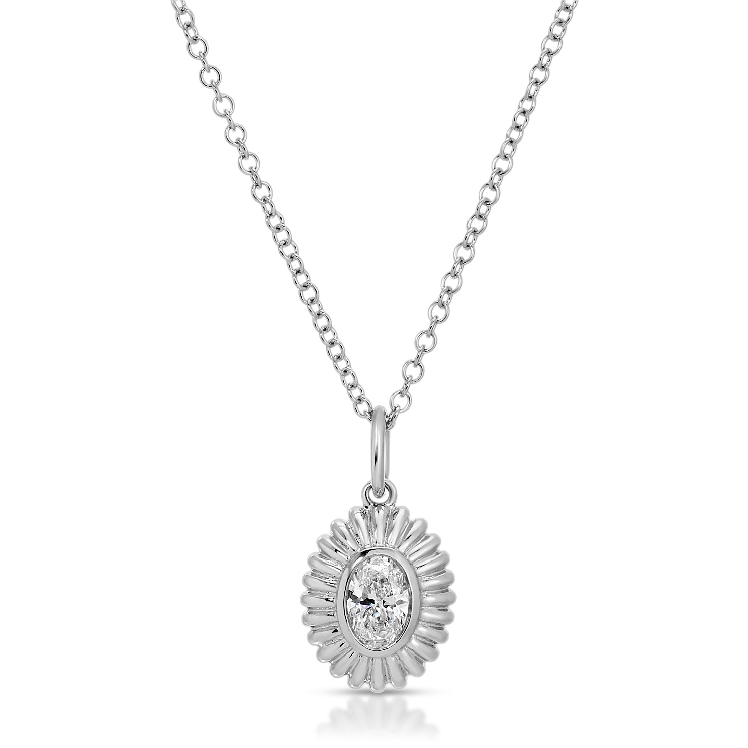 Fluted Oval Diamond Necklace