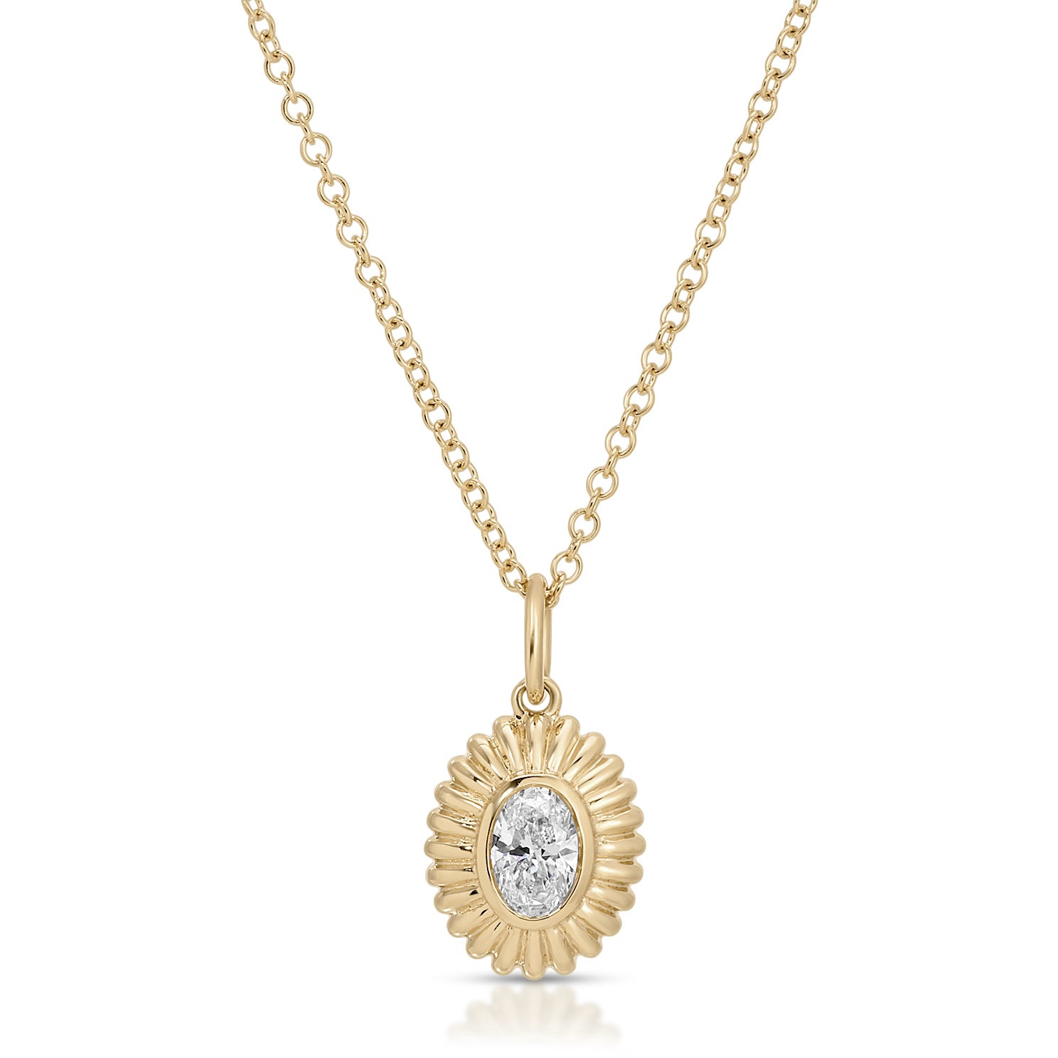 Fluted Oval Diamond Necklace