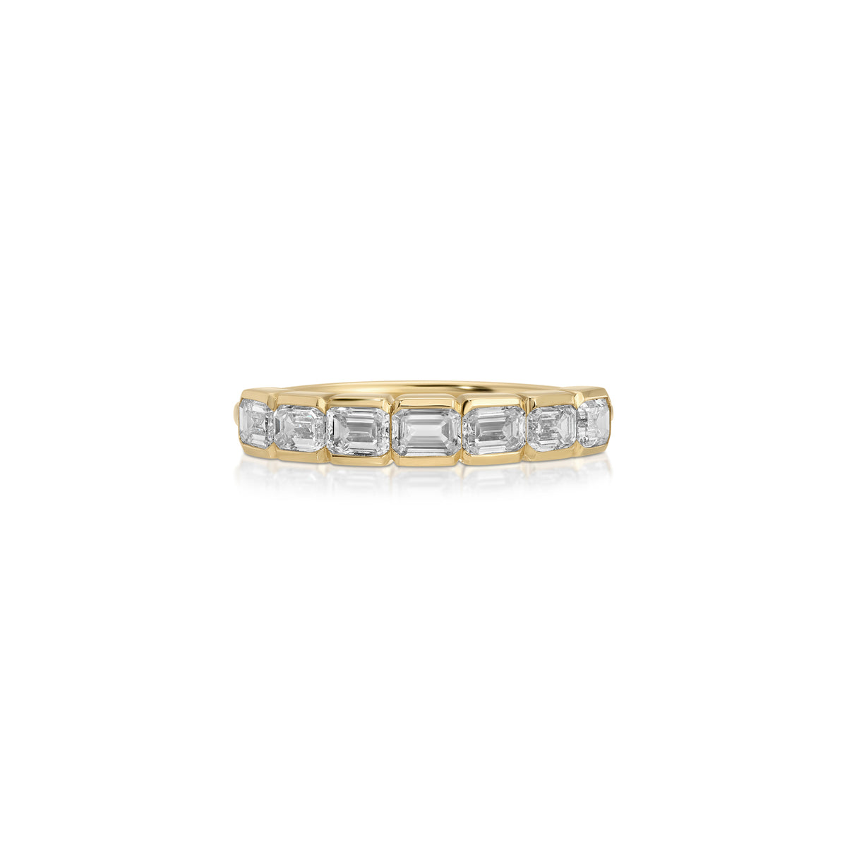Half Bezel Emerald Cut Diamond Ring