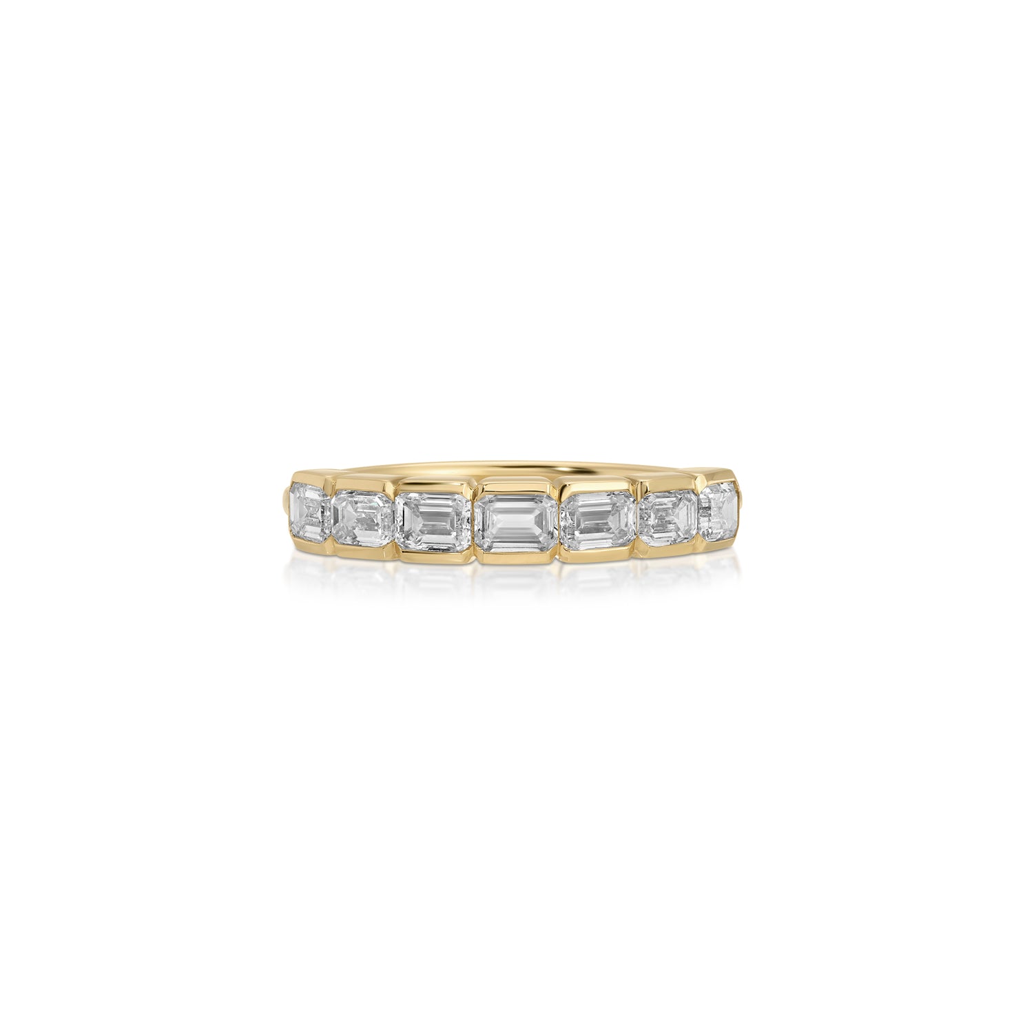 Half Bezel Emerald Cut Diamond Ring