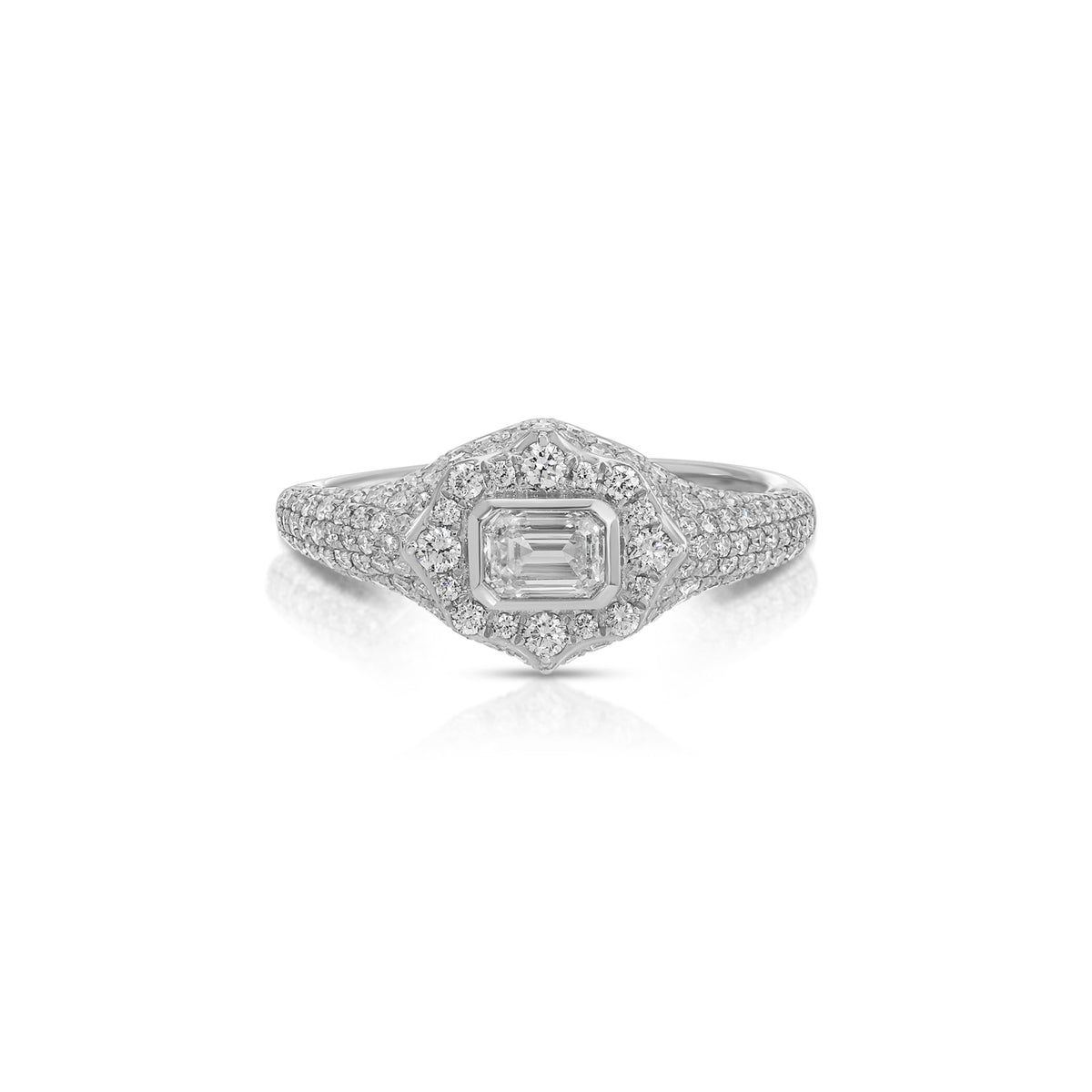 Emerald Cut Diamond Daphne Signet Ring