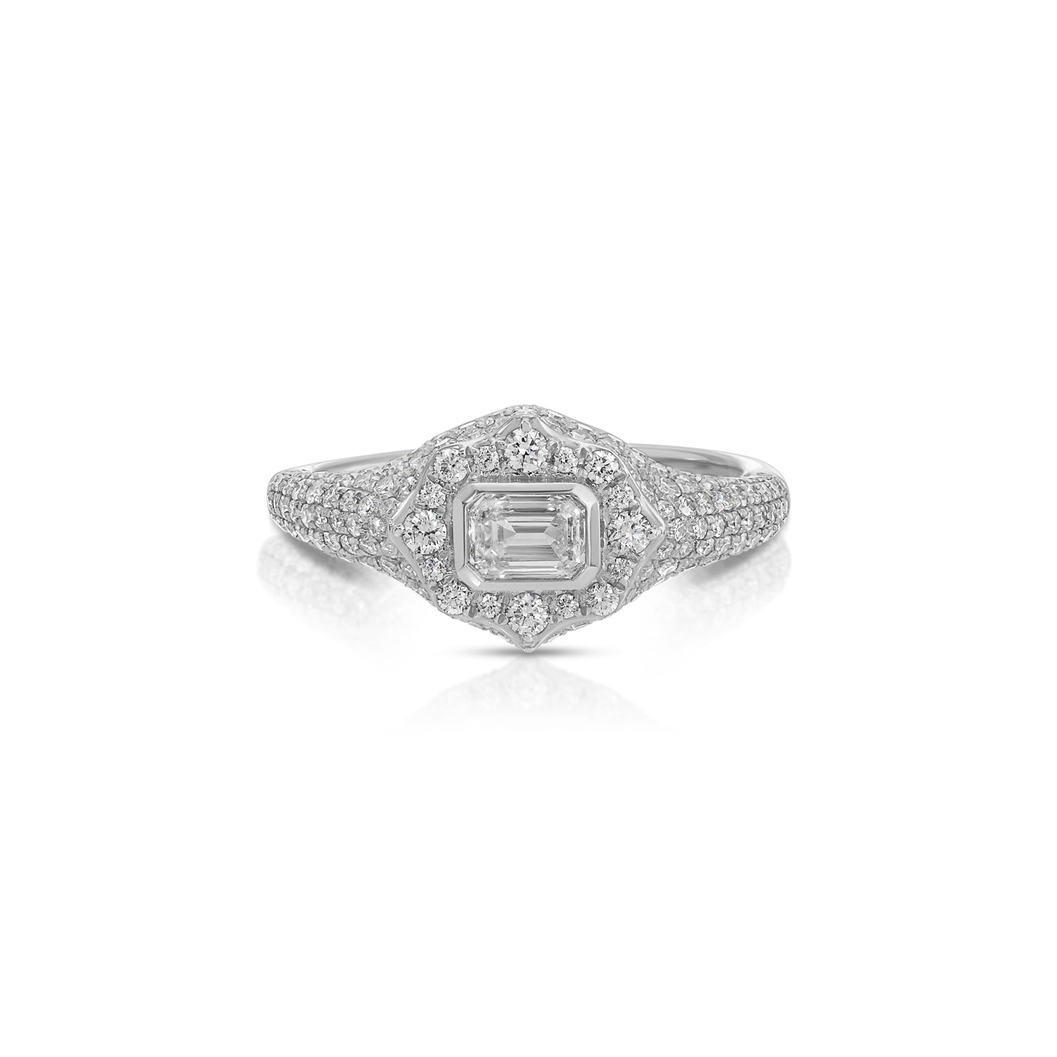 Emerald Cut Diamond Daphne Signet Ring