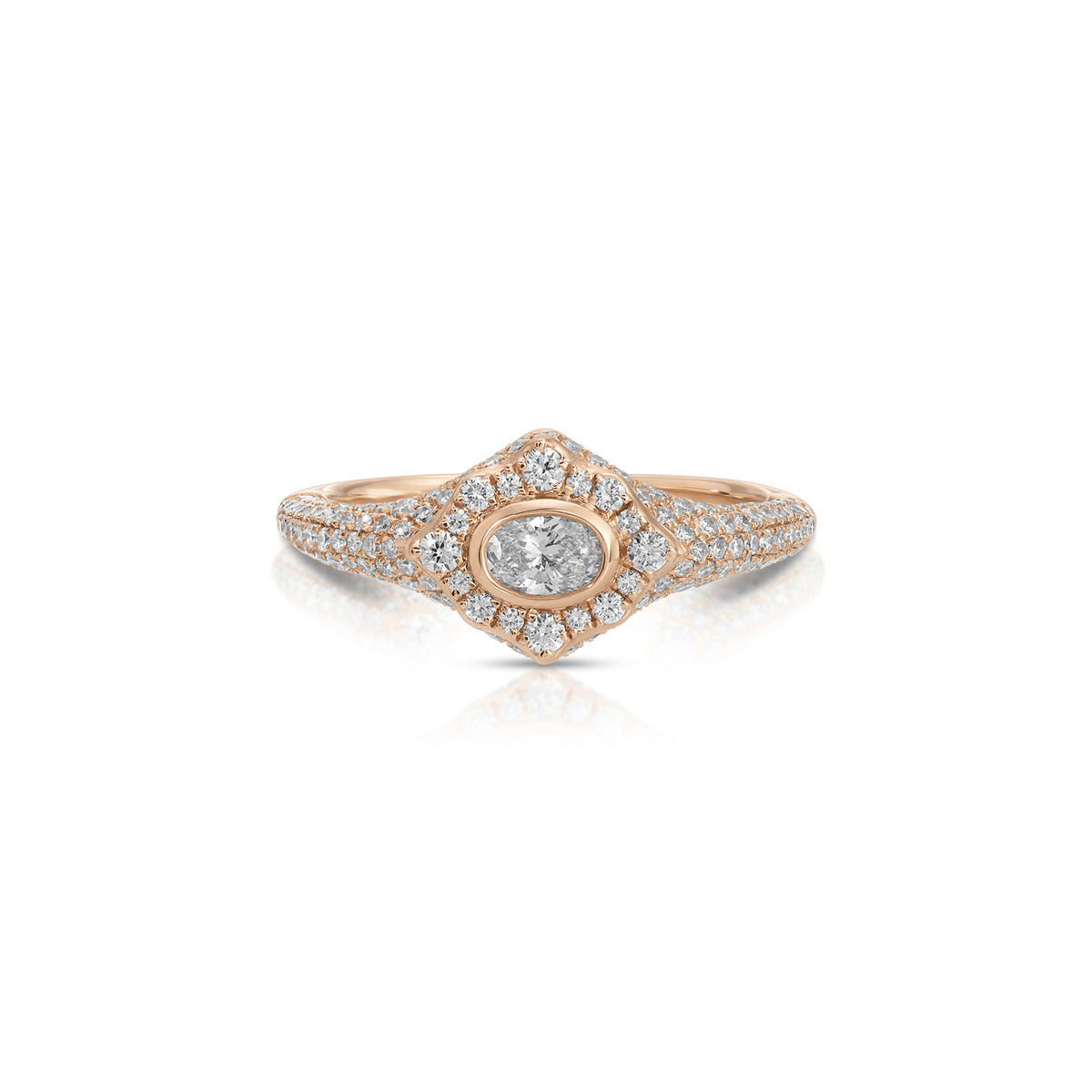 Oval Diamond Daphne Signet Ring